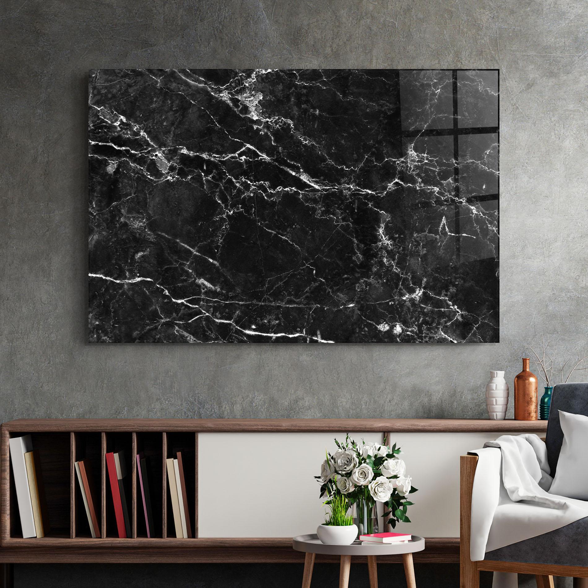 Tablou Sticla Black White Marble mockup 2