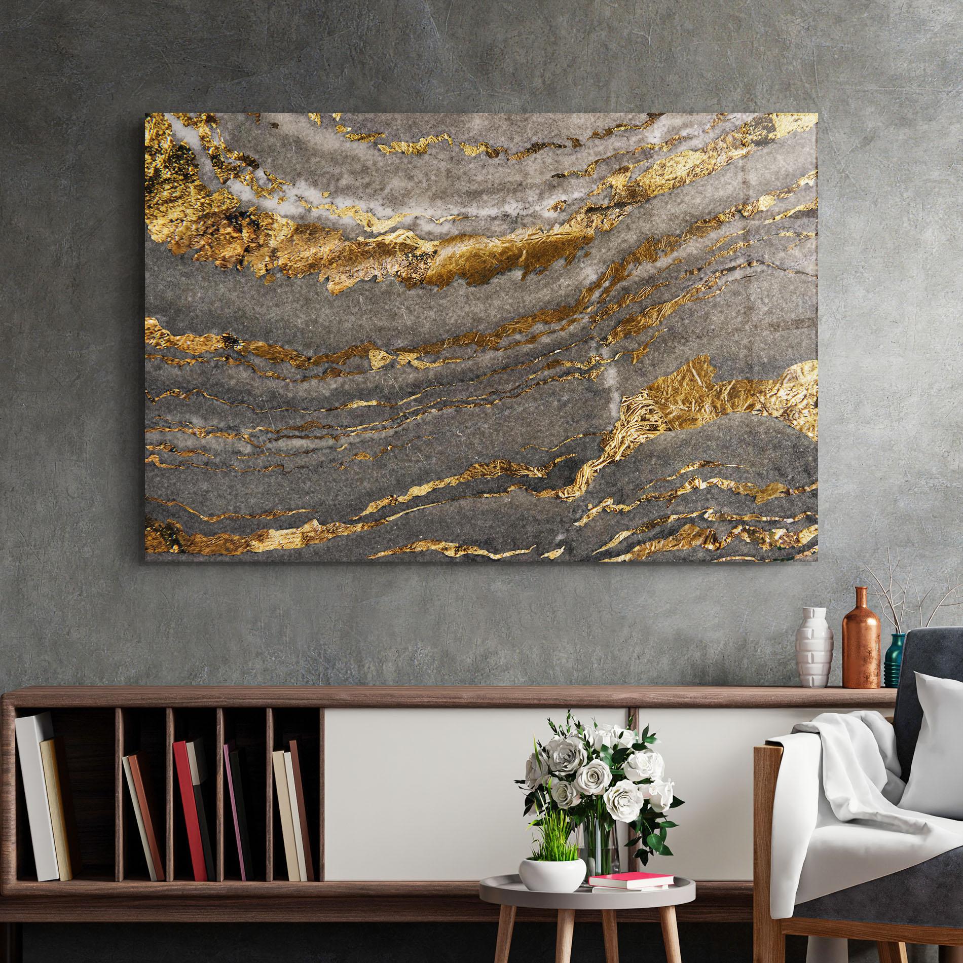 Tablou Sticla Dark Colden Grey mockup 2