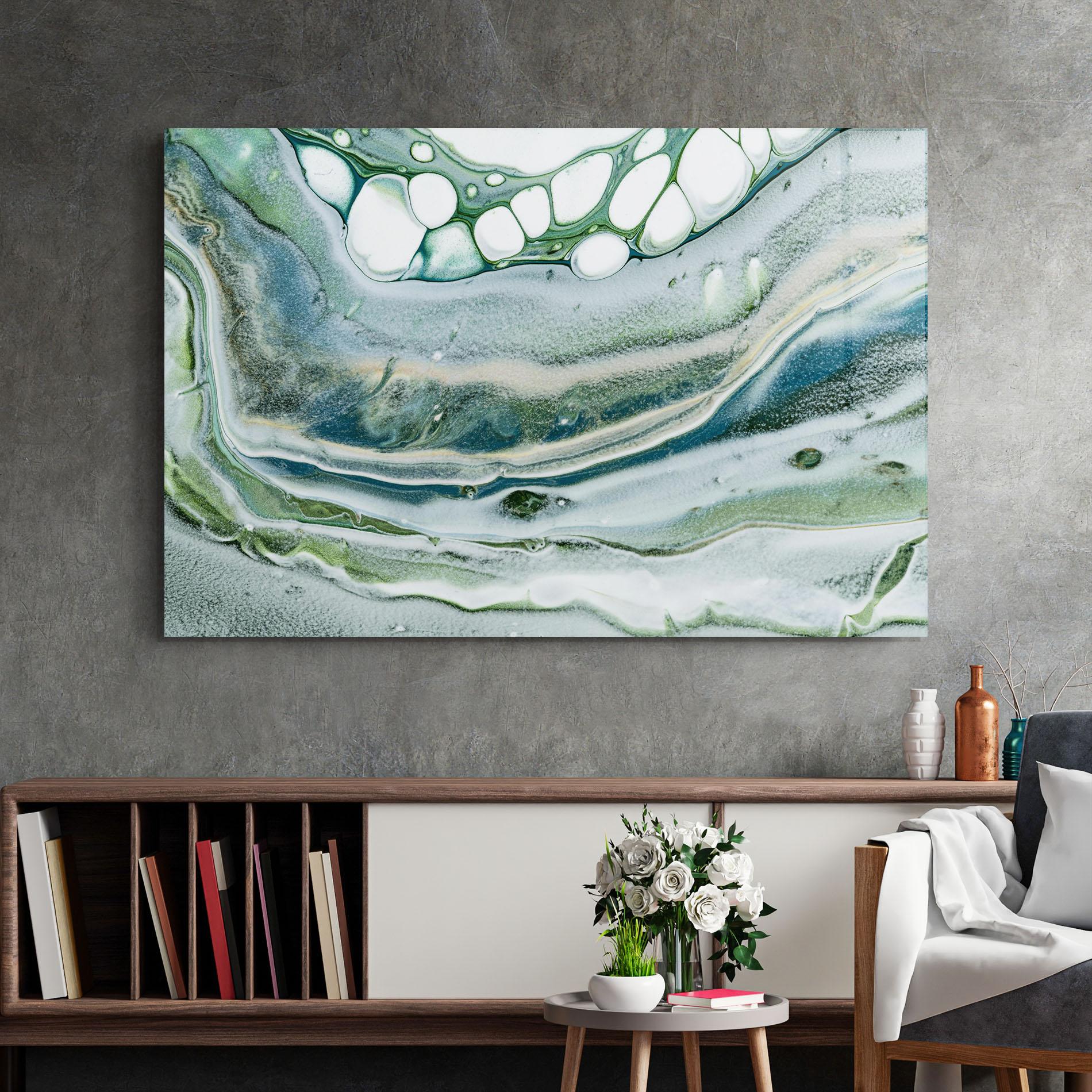 Tablou Sticla Dark Green Liquid mockup 2