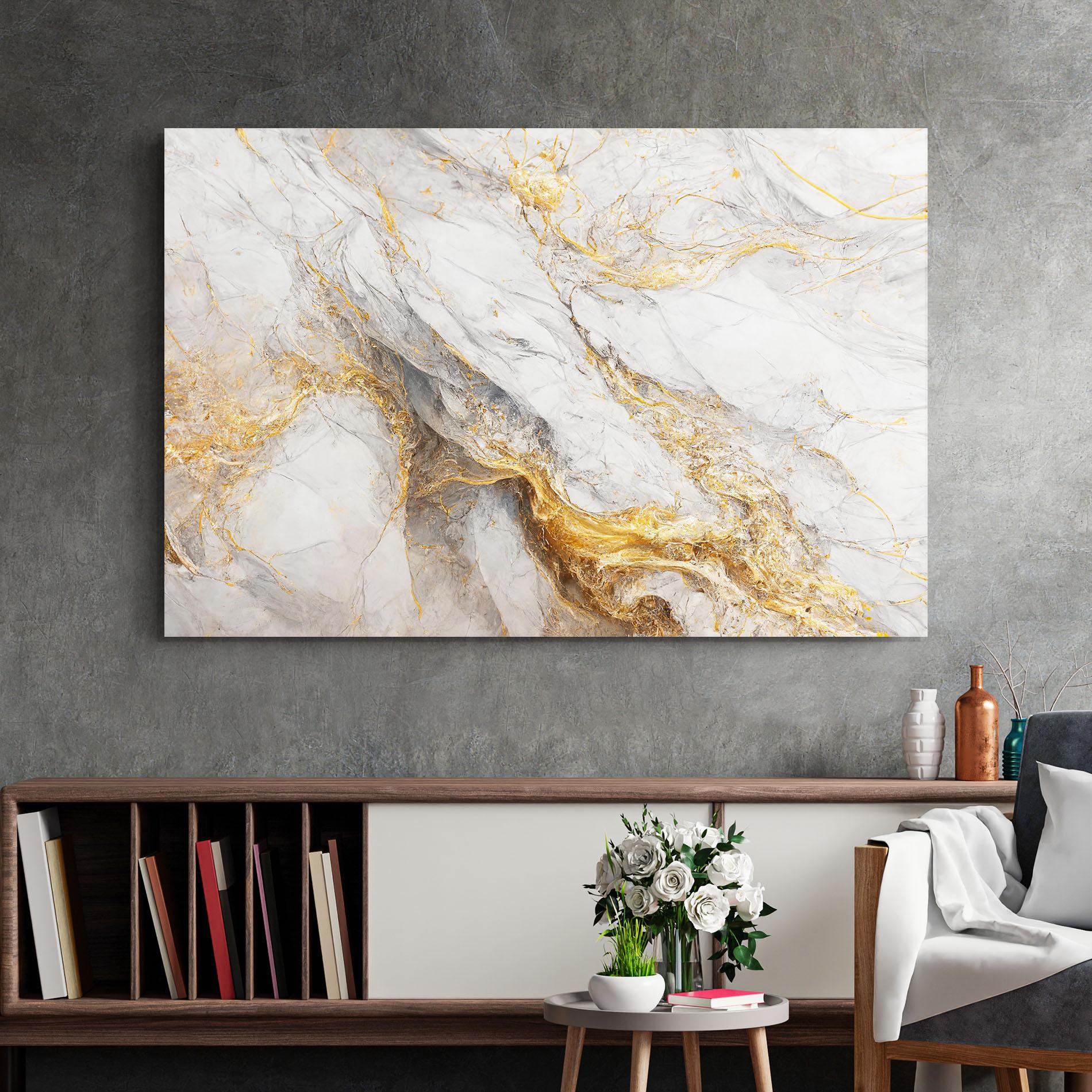 Tablou Sticla Gold Liquid Grey Marble mockup 2