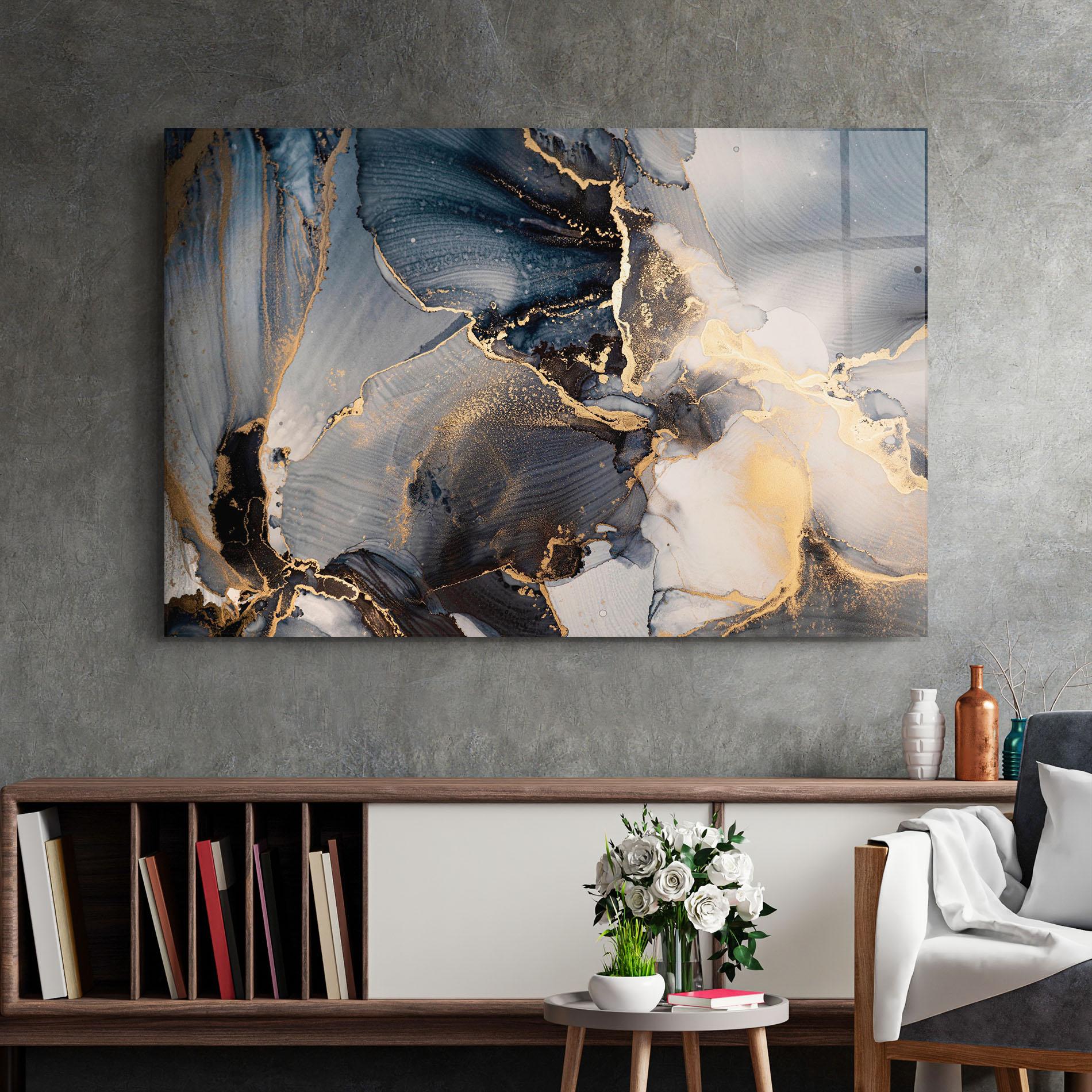 Tablou Sticla Golden Abstract Marble mockup 2