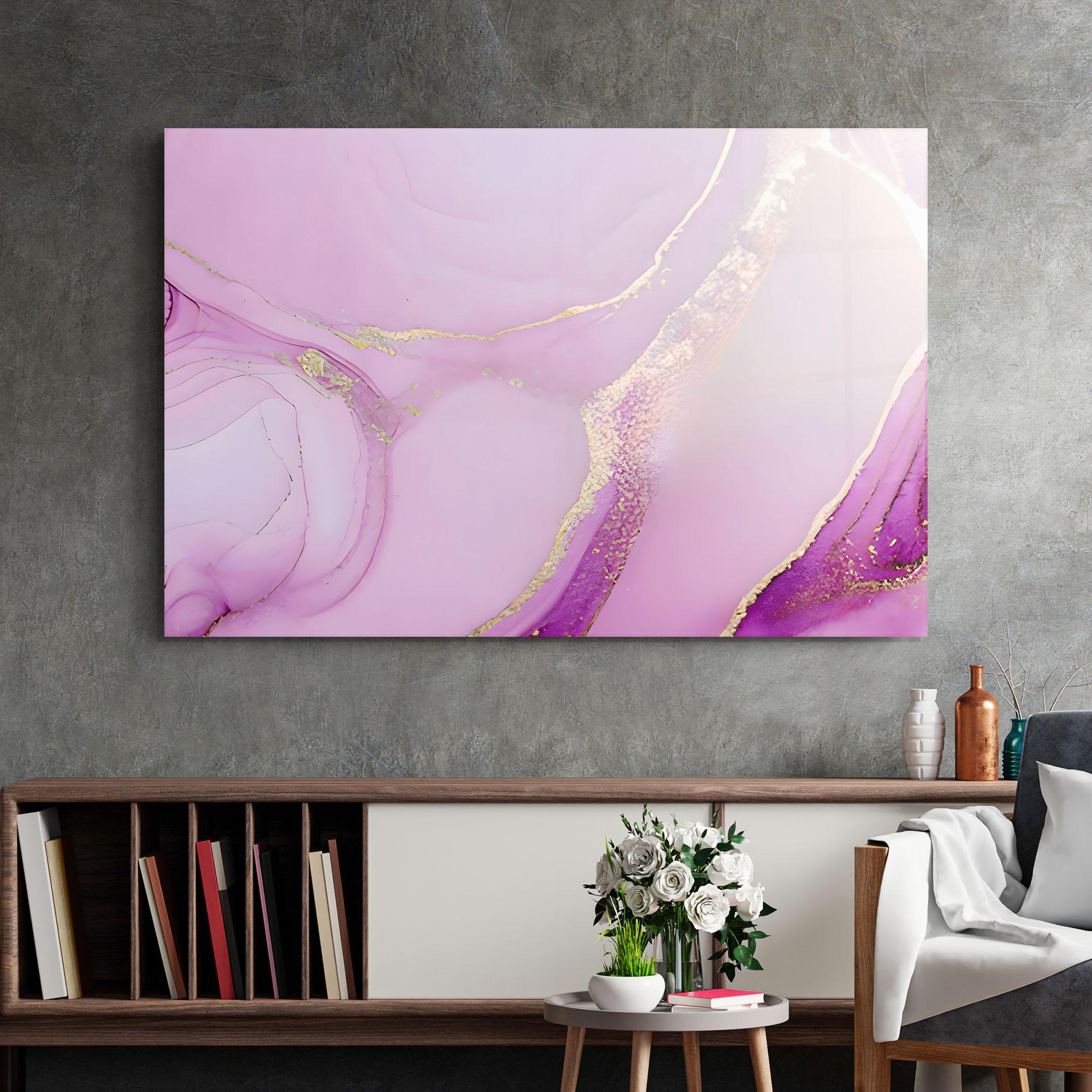 Tablou Sticla Golden Purple Marble mockup 2