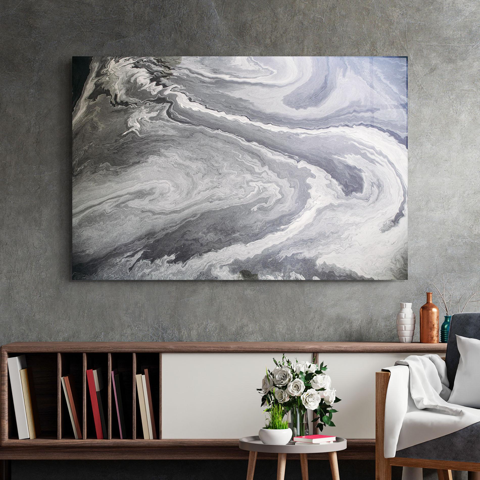 Tablou Sticla Grey Liquid Marble mockup 2