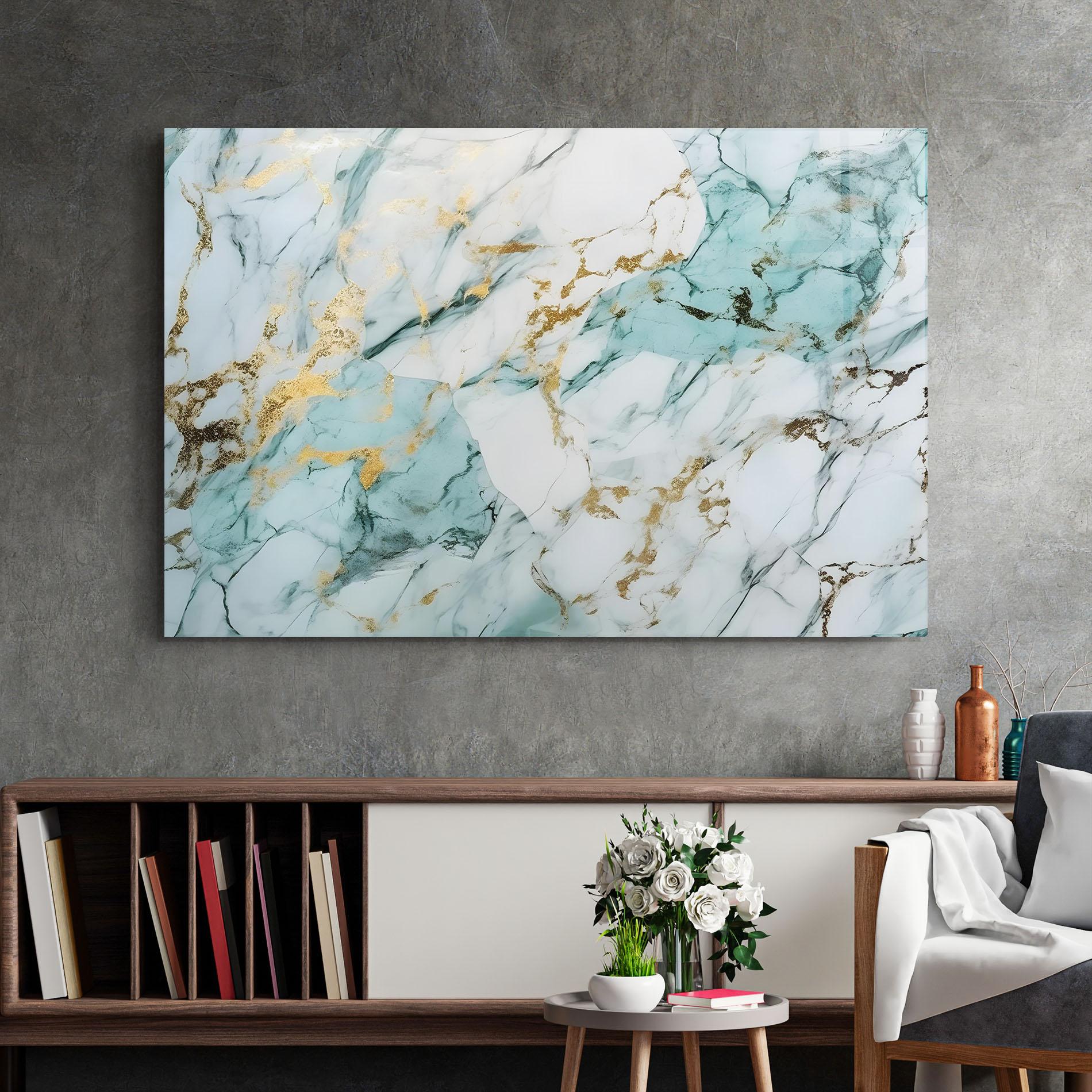Tablou Sticla Light Green Gold Line mockup 2