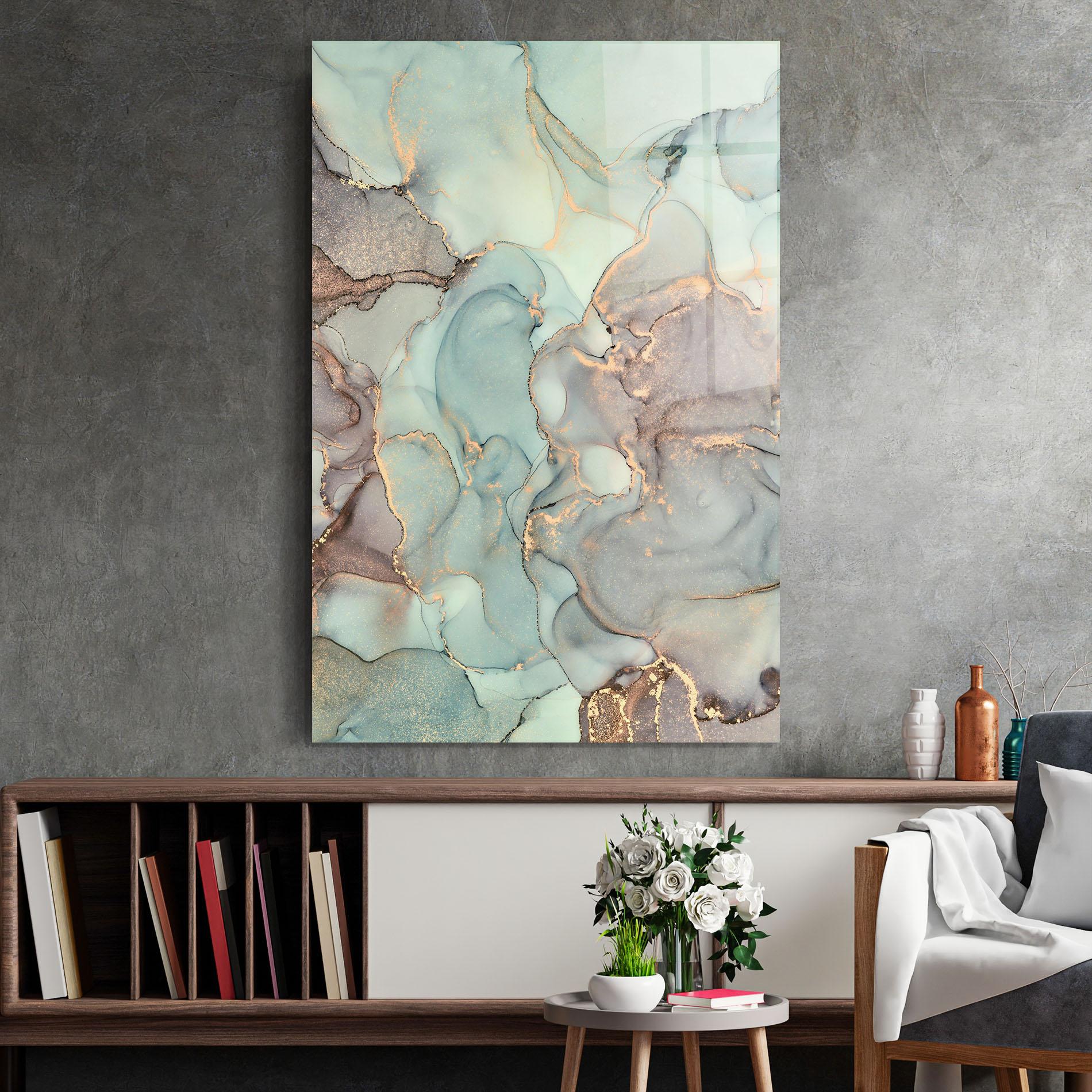 Tablou Sticla Abstract Turquoise Marble mockup 2