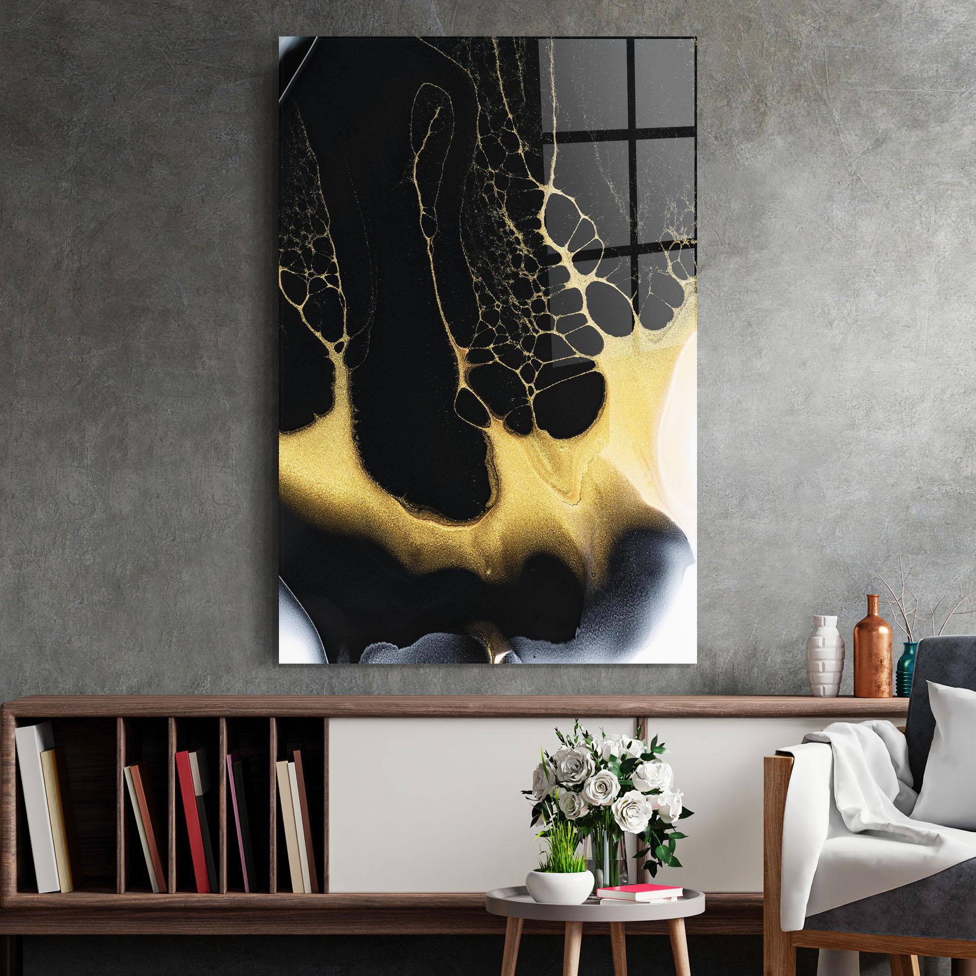 Tablou Sticla Black Golden Marble mockup 2