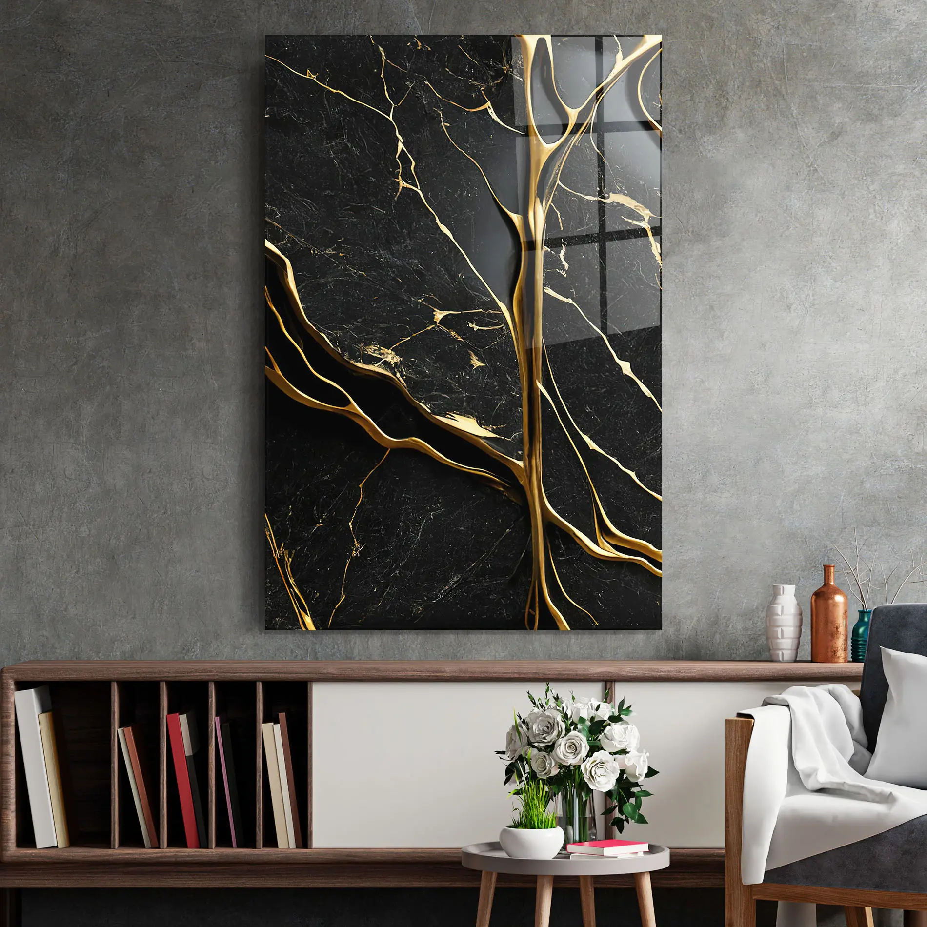 Tablou Sticla Black Square Marble mockup 2