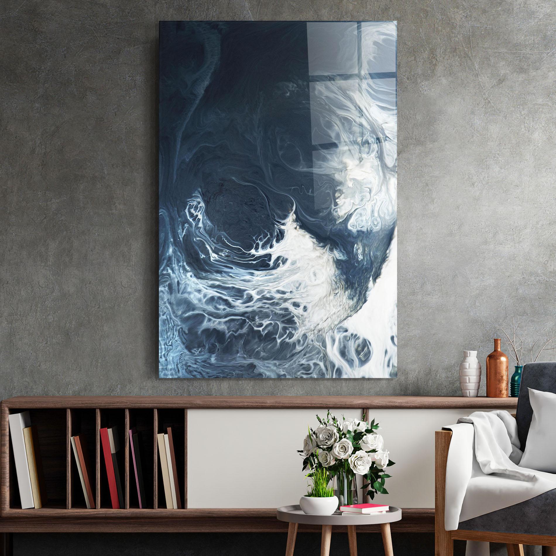 Tablou Sticla Dark Blue Wave mockup 2