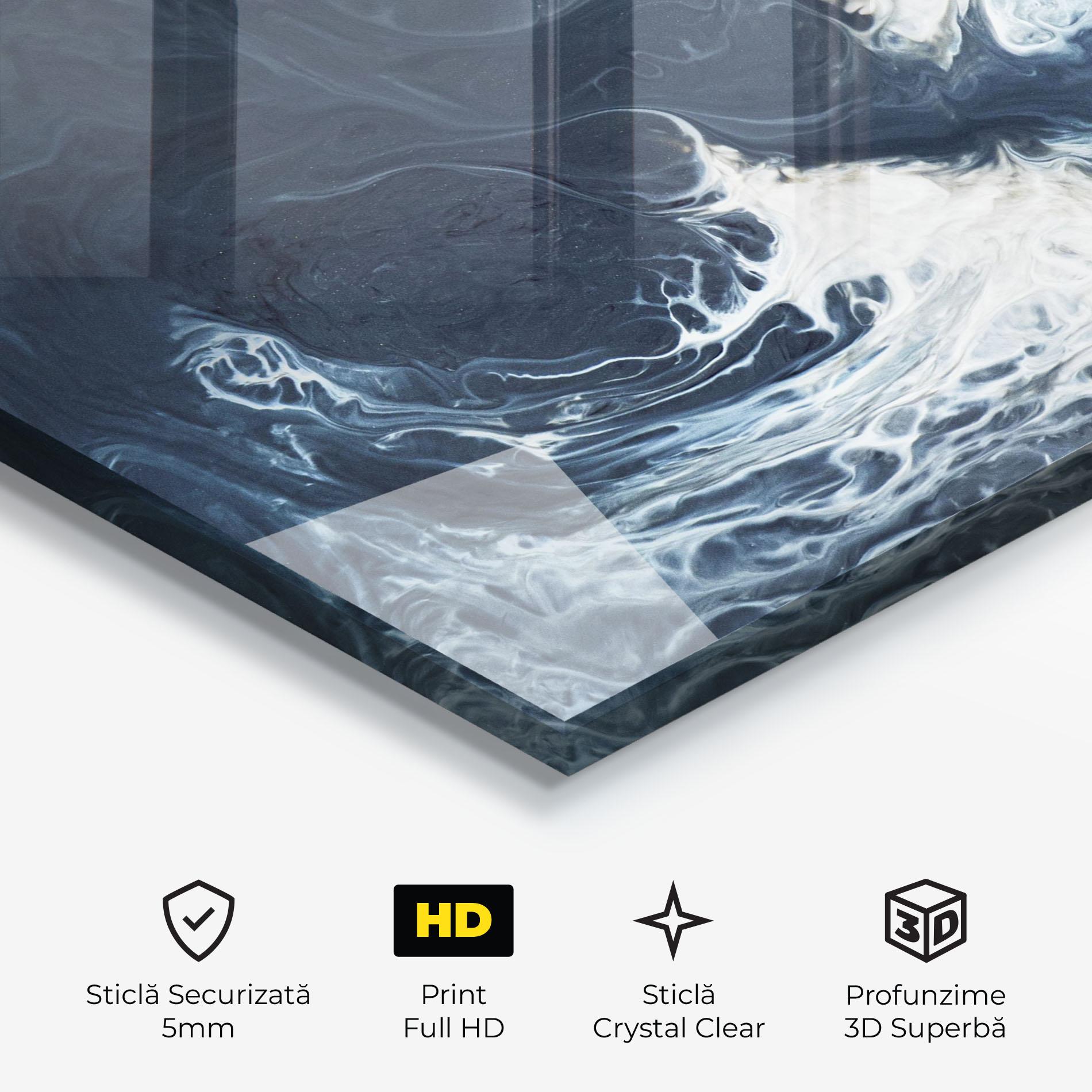 Tablou Sticla Dark Blue Wave mockup 3
