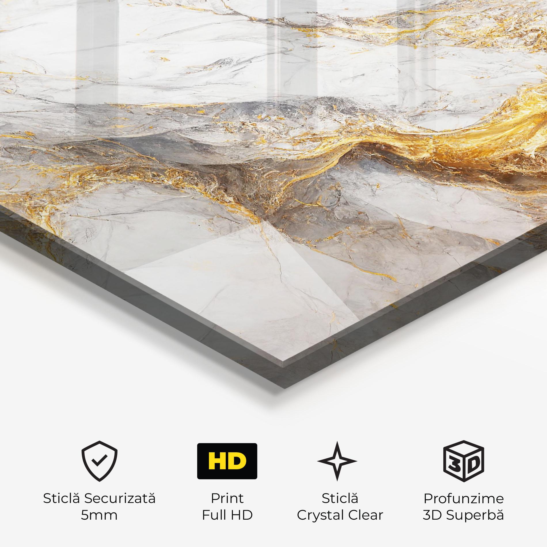 Tablou Sticla Gold Liquid Grey Marble mockup 3