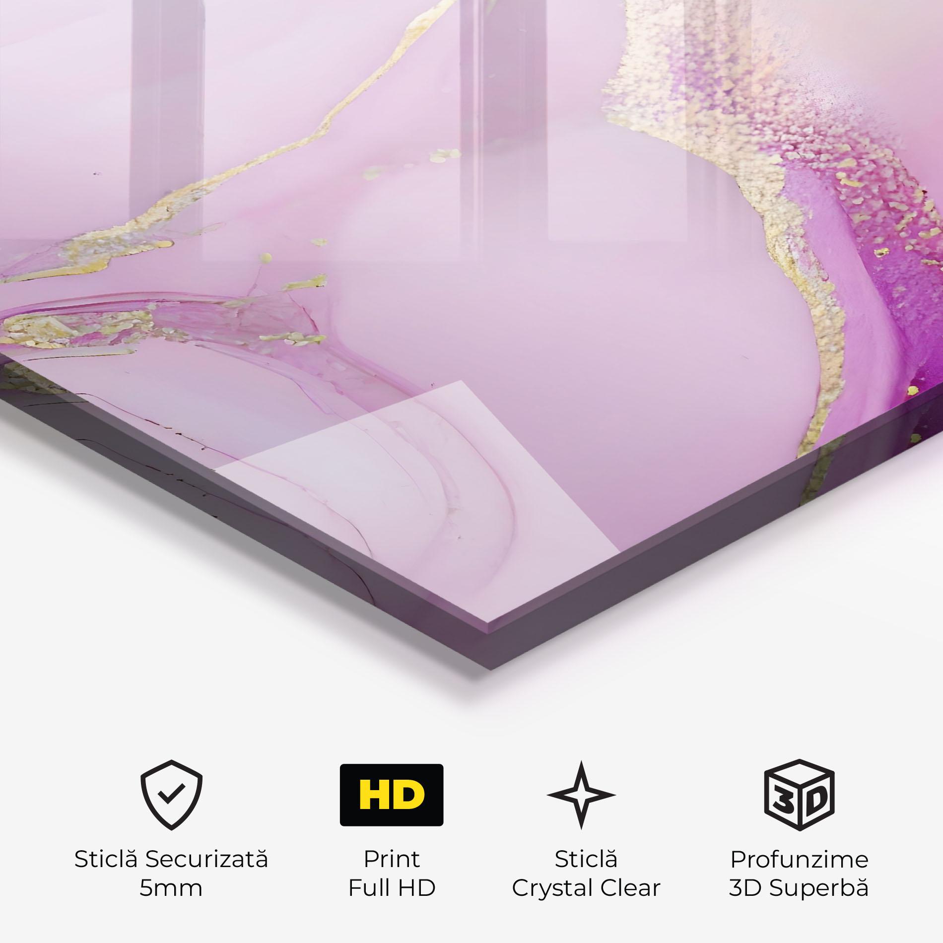 Tablou Sticla Golden Purple Marble mockup 3