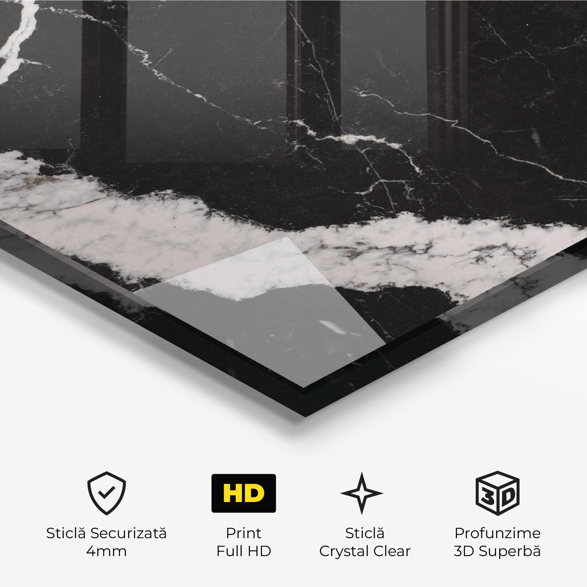 Tablou Sticla Black Marble Light Grey mockup 3