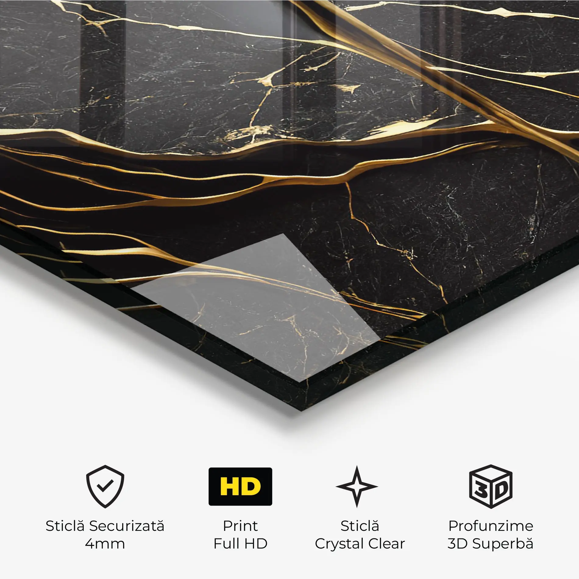 Tablou Sticla Black Square Marble mockup 3