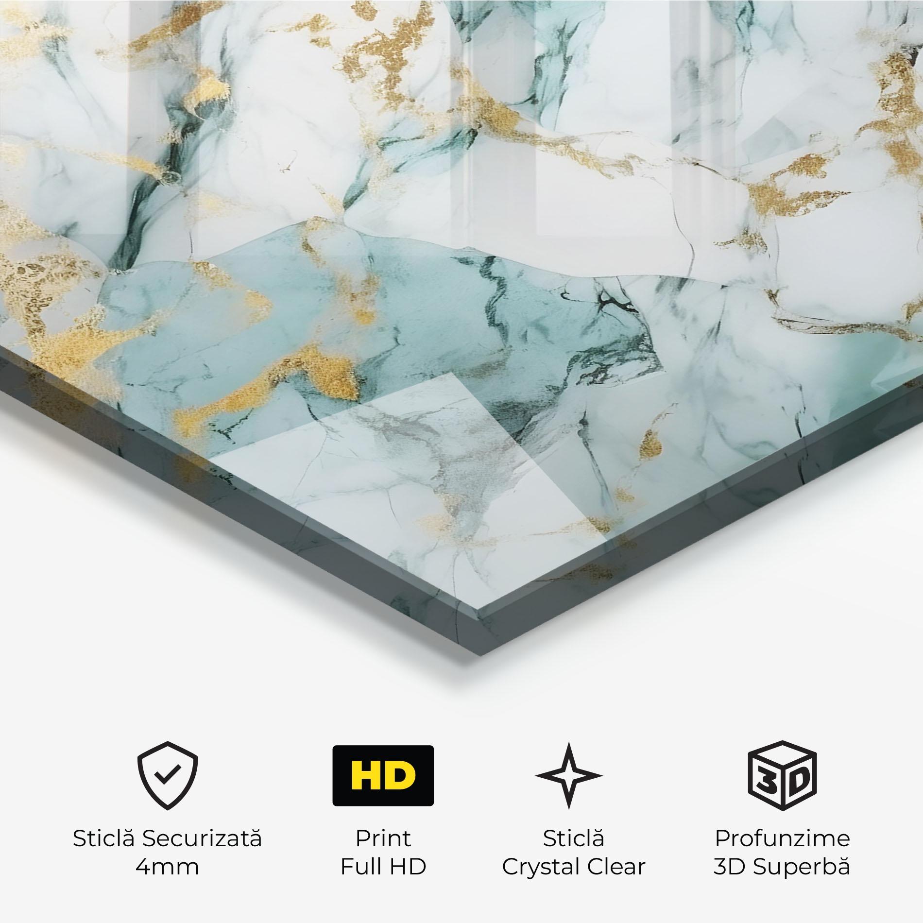 Tablou Sticla Light Green Gold Line mockup 3