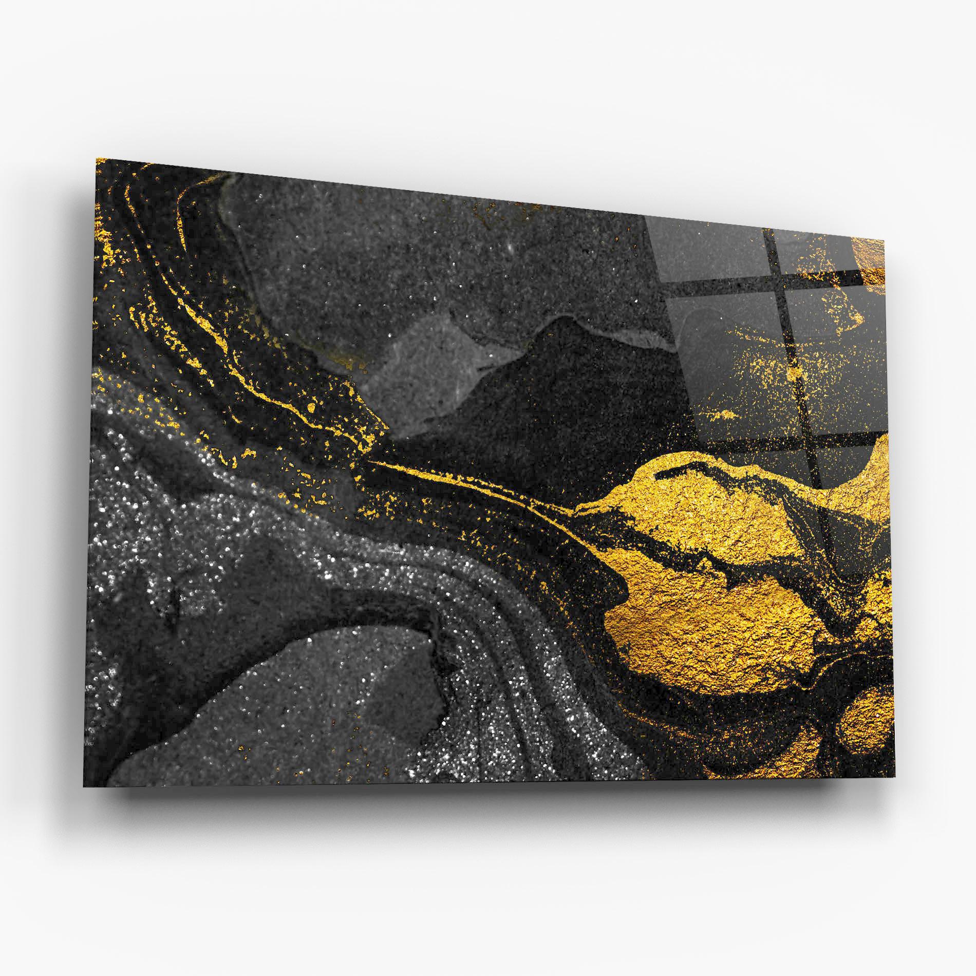 Tablou Sticla Black And Gold Texture mockup 6