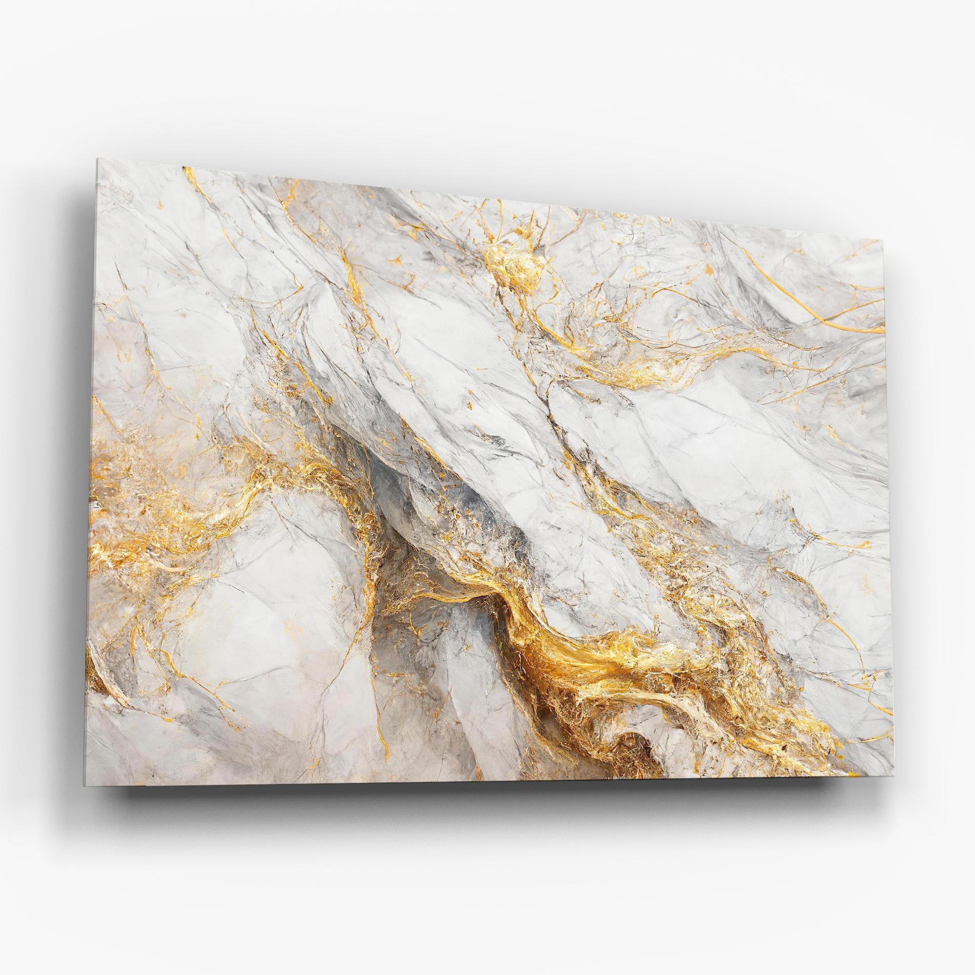 Tablou Sticla Gold Liquid Grey Marble mockup 6