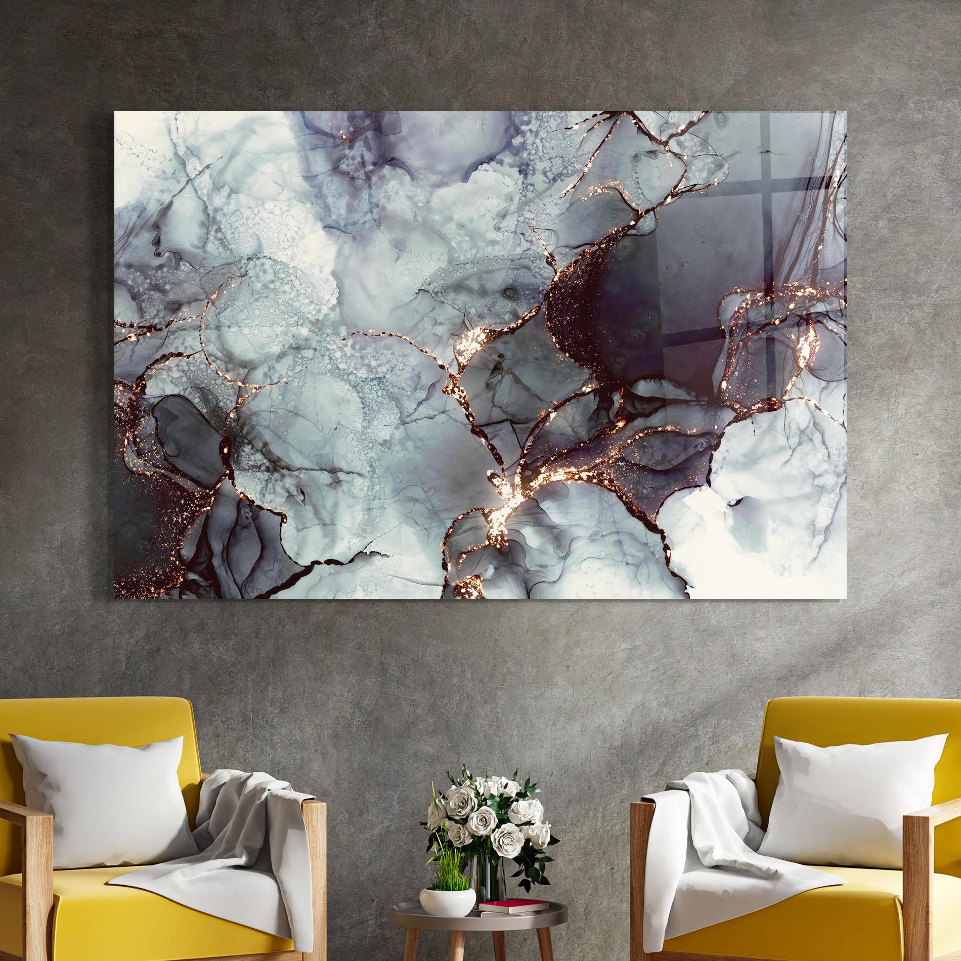 Tablou Sticla Abstract Gold Path mockup 4