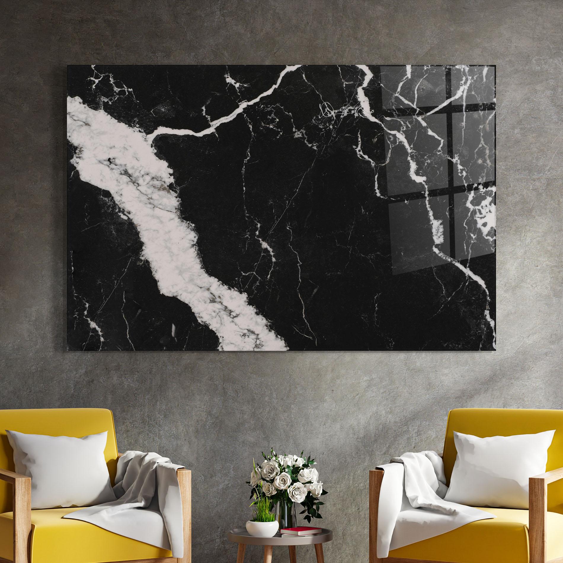 Tablou Sticla Black Marble Light Grey mockup 4