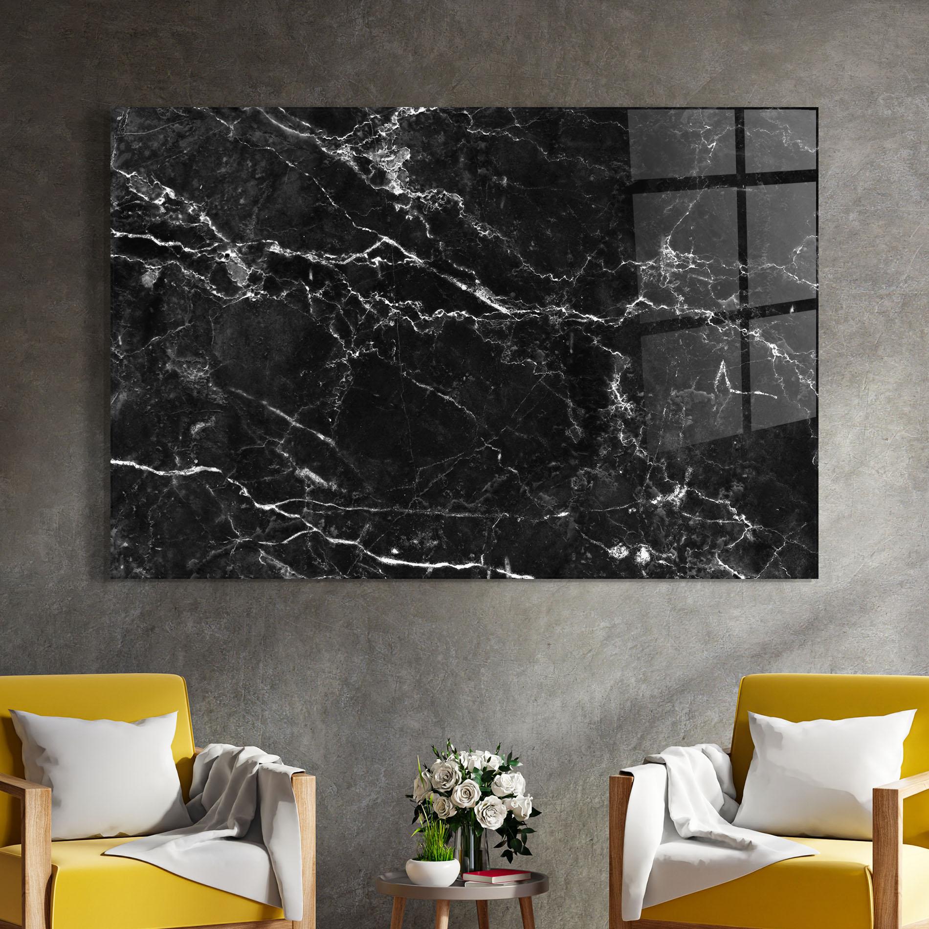Tablou Sticla Black White Marble mockup 4