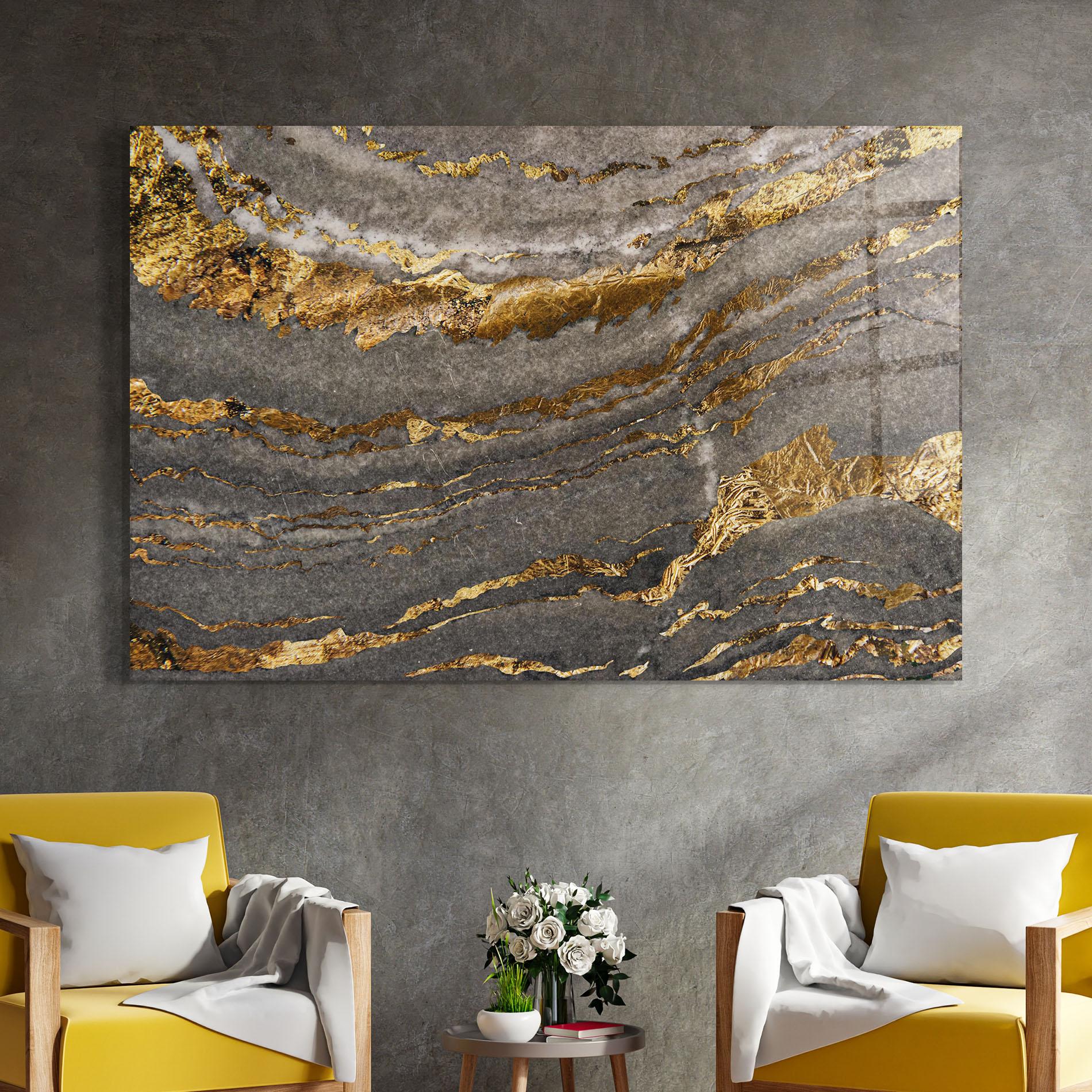 Tablou Sticla Dark Colden Grey mockup 4
