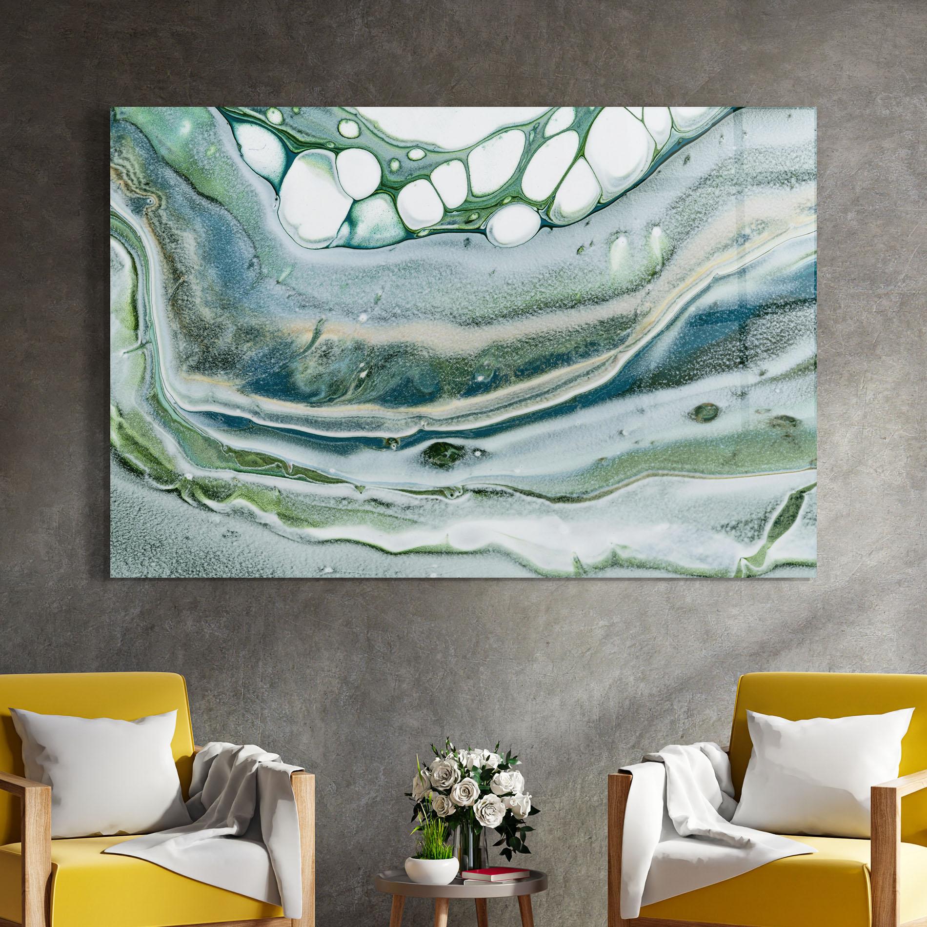 Tablou Sticla Dark Green Liquid mockup 4