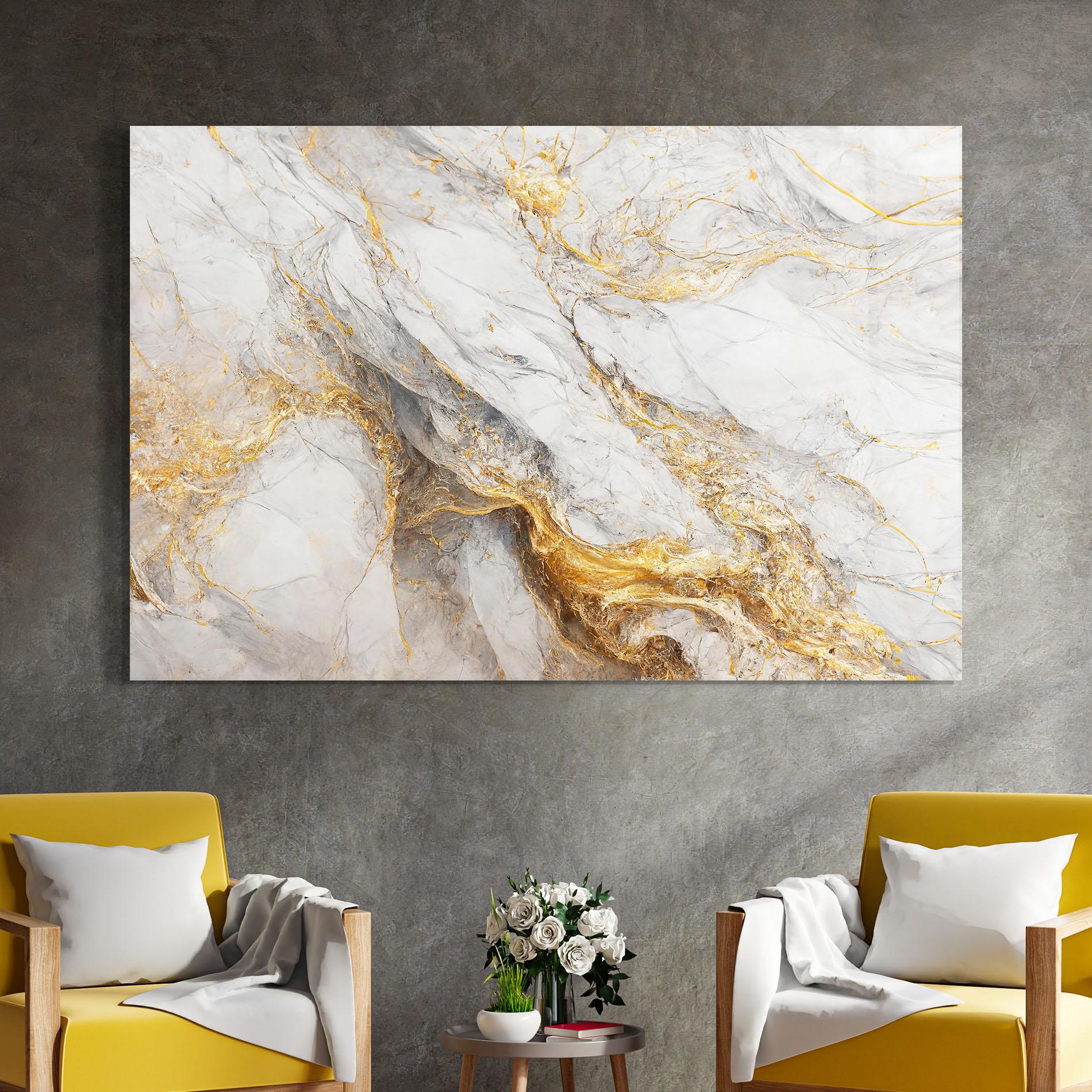Tablou Sticla Gold Liquid Grey Marble mockup 4