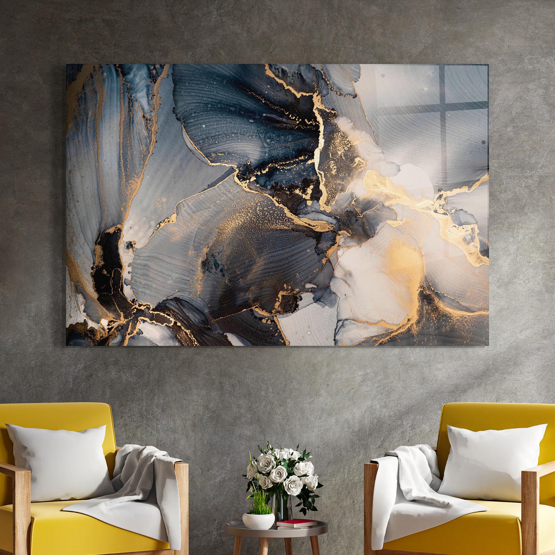 Tablou Sticla Golden Abstract Marble mockup 4