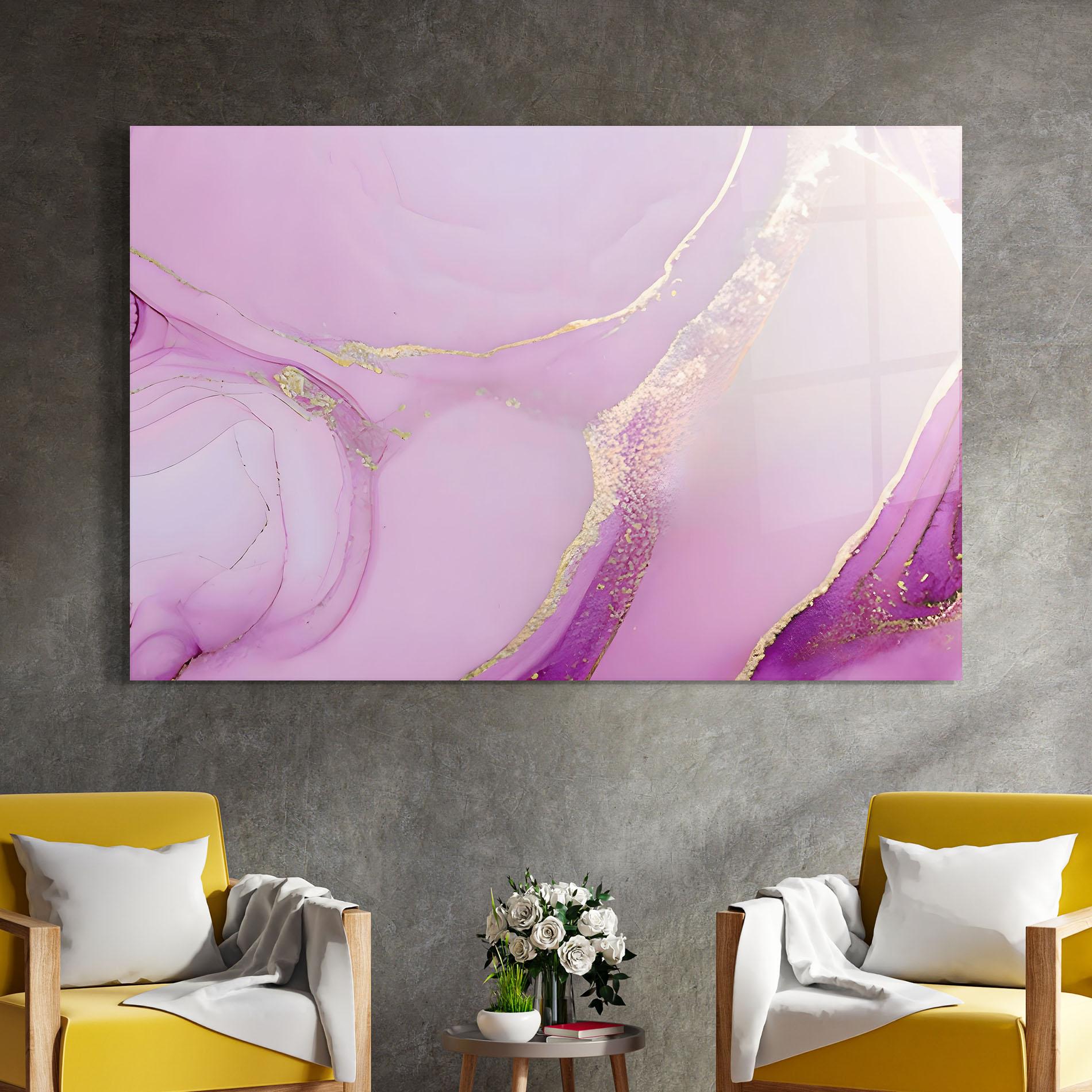 Tablou Sticla Golden Purple Marble mockup 4