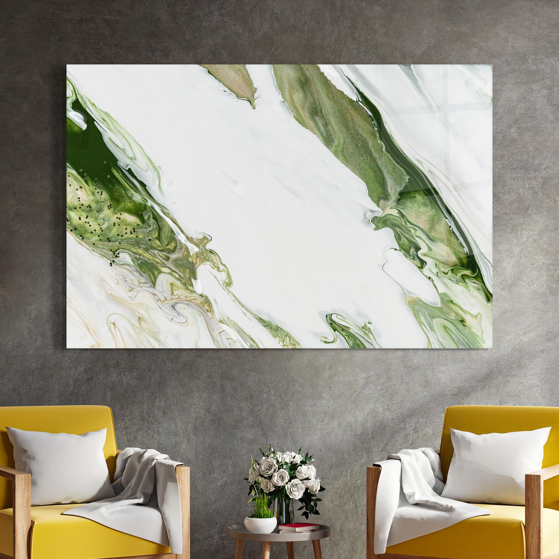 Tablou Sticla Green Liquid Marble mockup 4