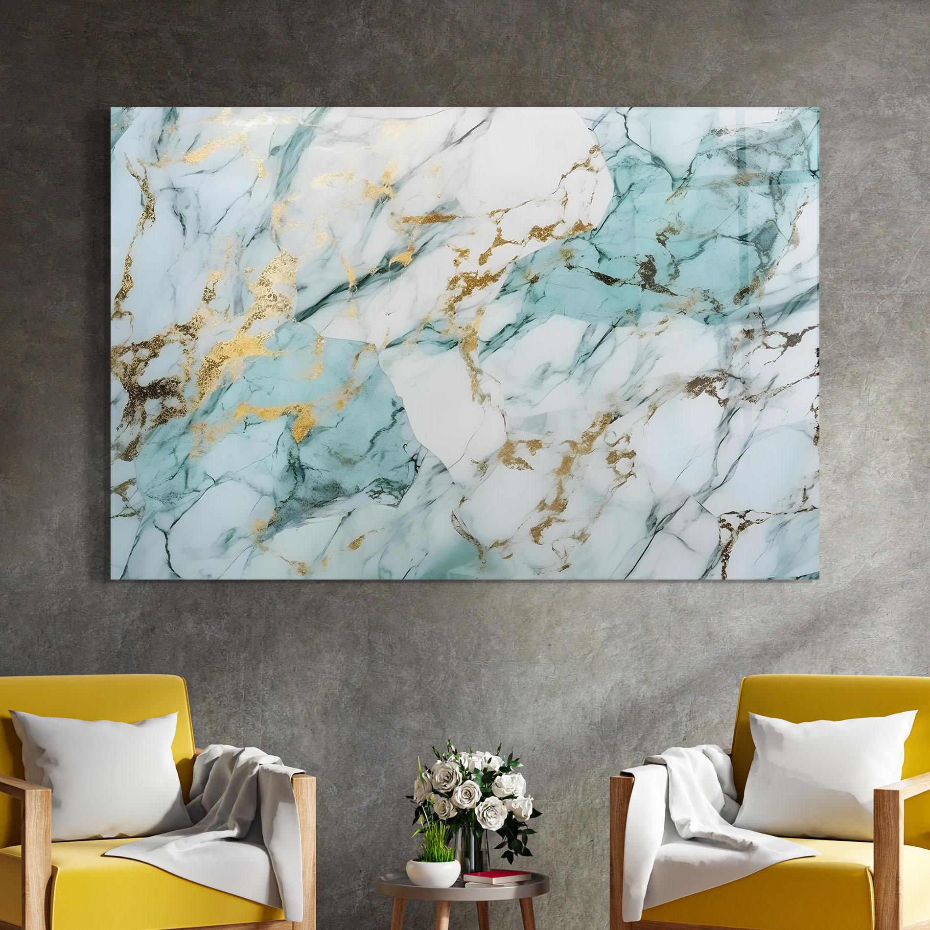 Tablou Sticla Light Green Gold Line mockup 4