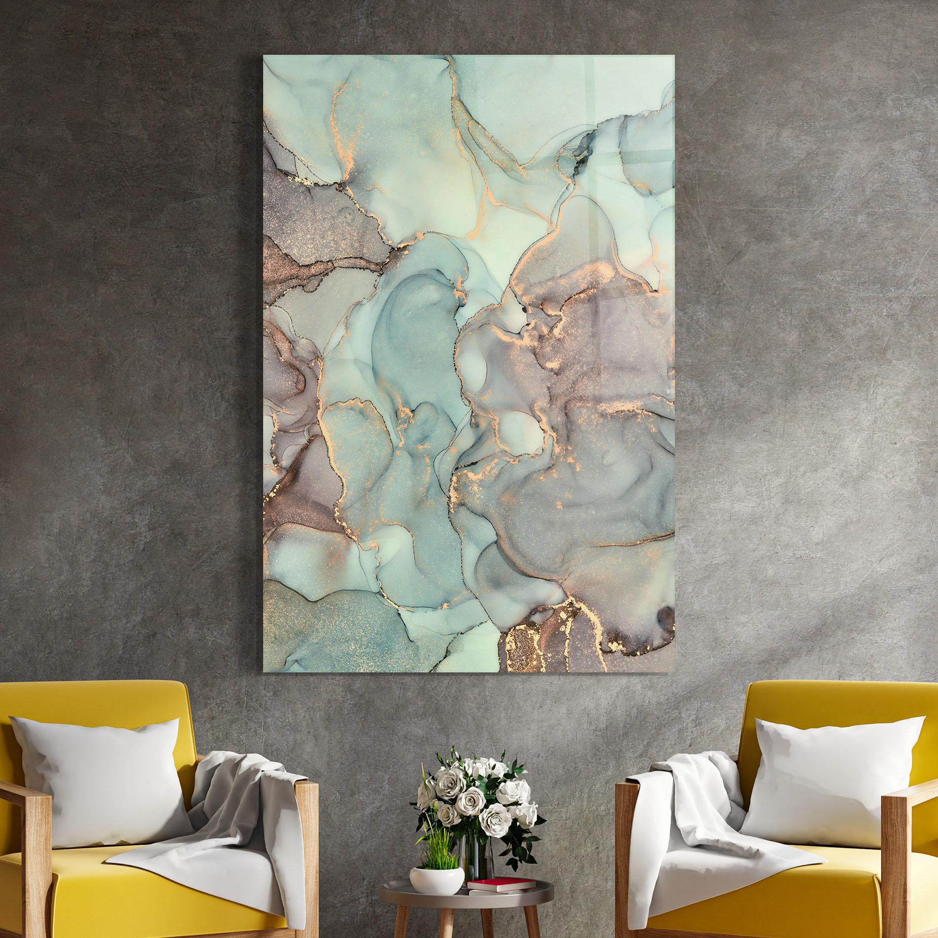 Tablou Sticla Abstract Turquoise Marble mockup 4