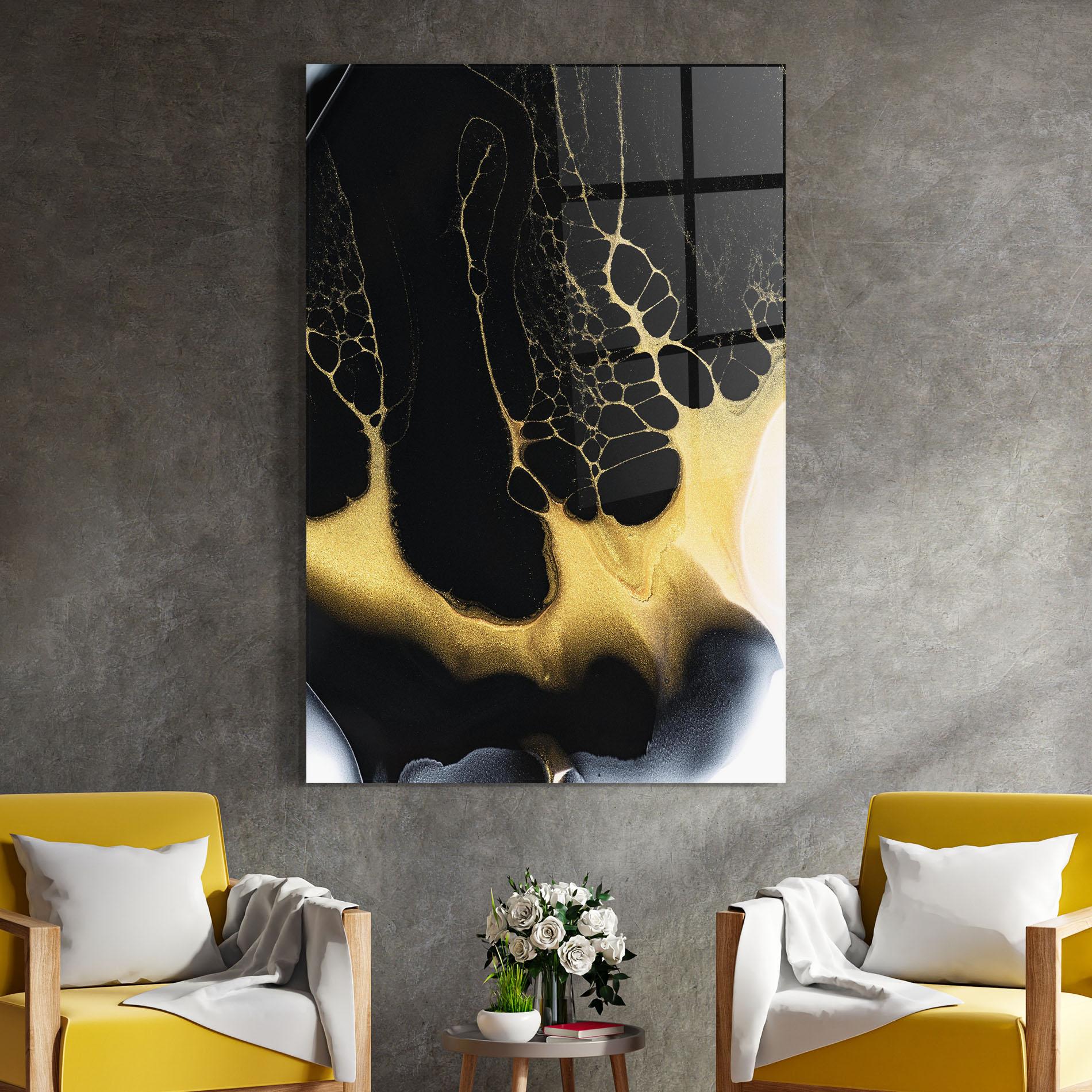 Tablou Sticla Black Golden Marble mockup 4