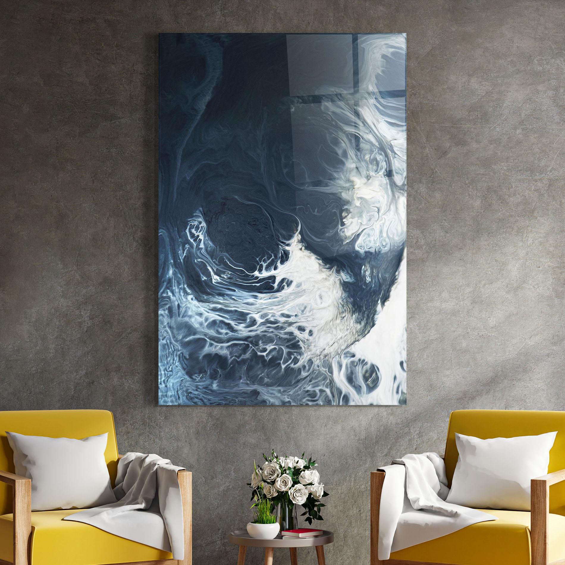 Tablou Sticla Dark Blue Wave mockup 4