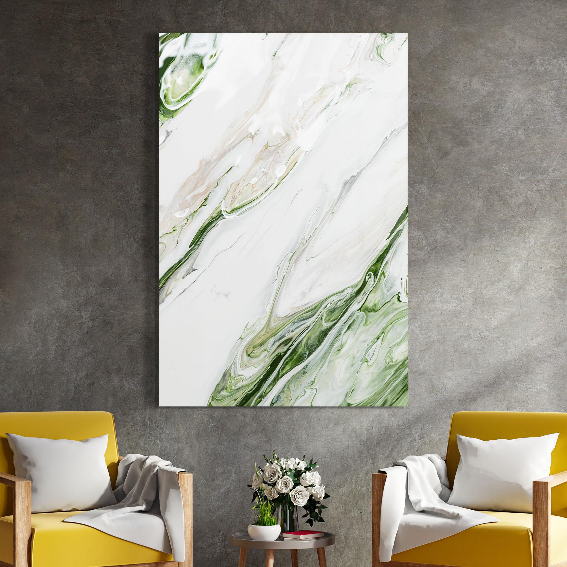 Tablou Sticla Light Green Liquid mockup 4