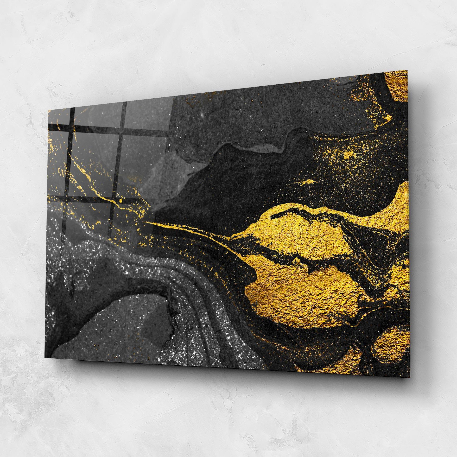 Tablou Sticla Black And Gold Texture mockup 1