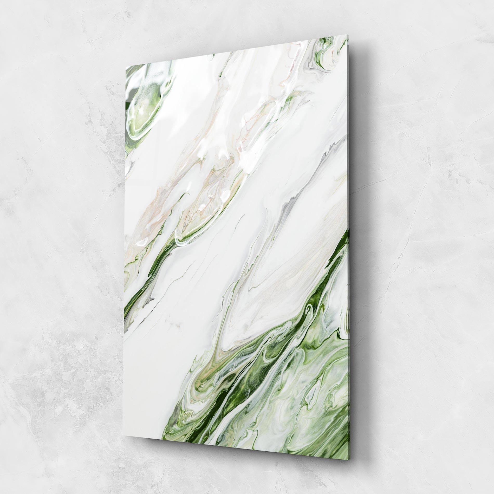 Tablou Sticla Light Green Liquid mockup 1