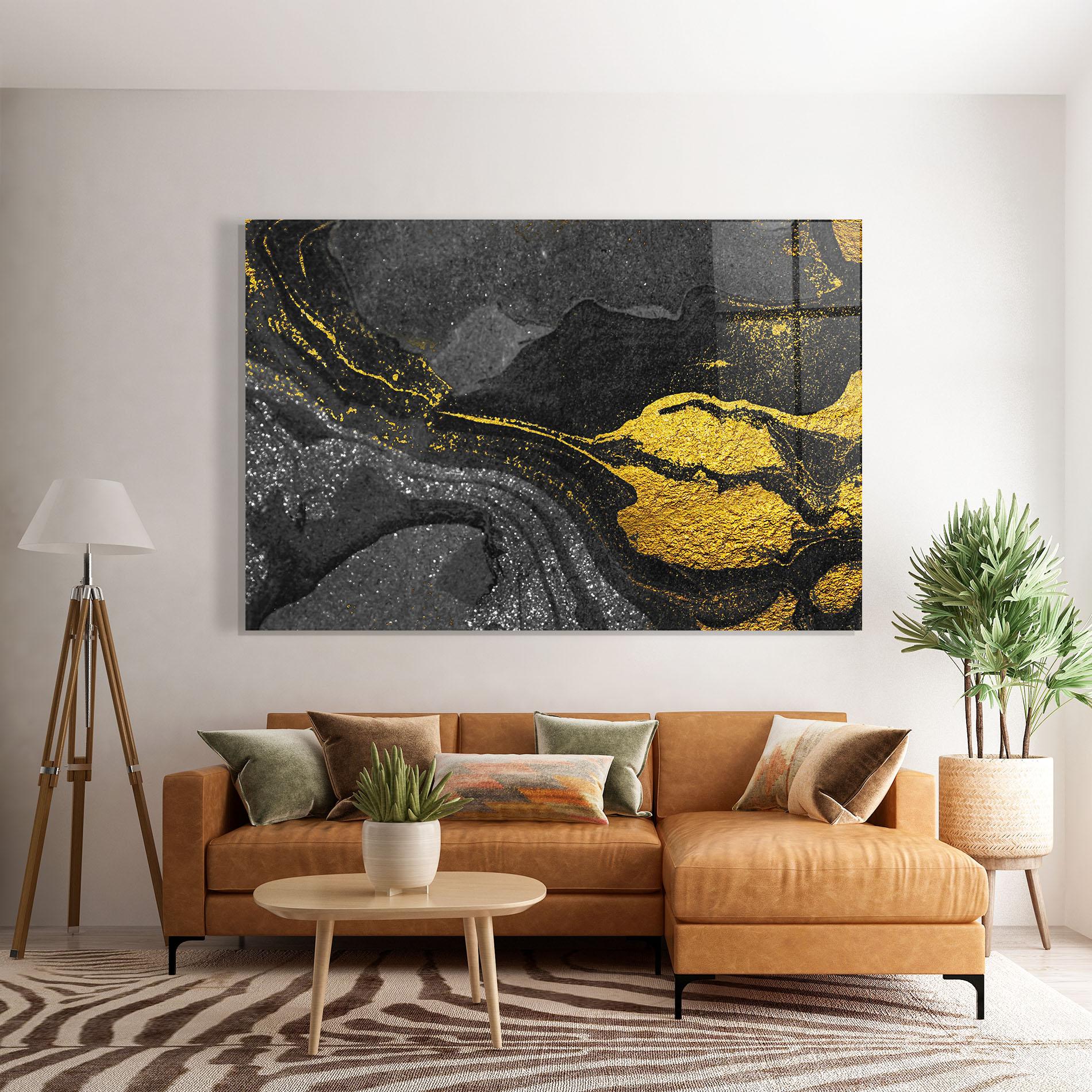 Tablou Sticla Black And Gold Texture mockup 7