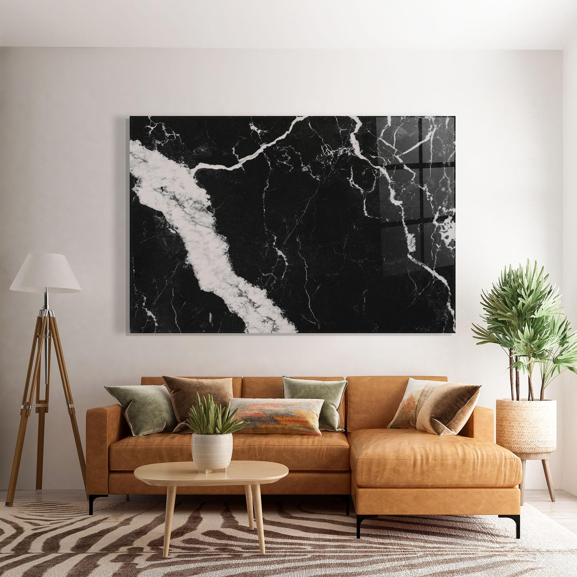 Tablou Sticla Black Marble Light Grey mockup 7