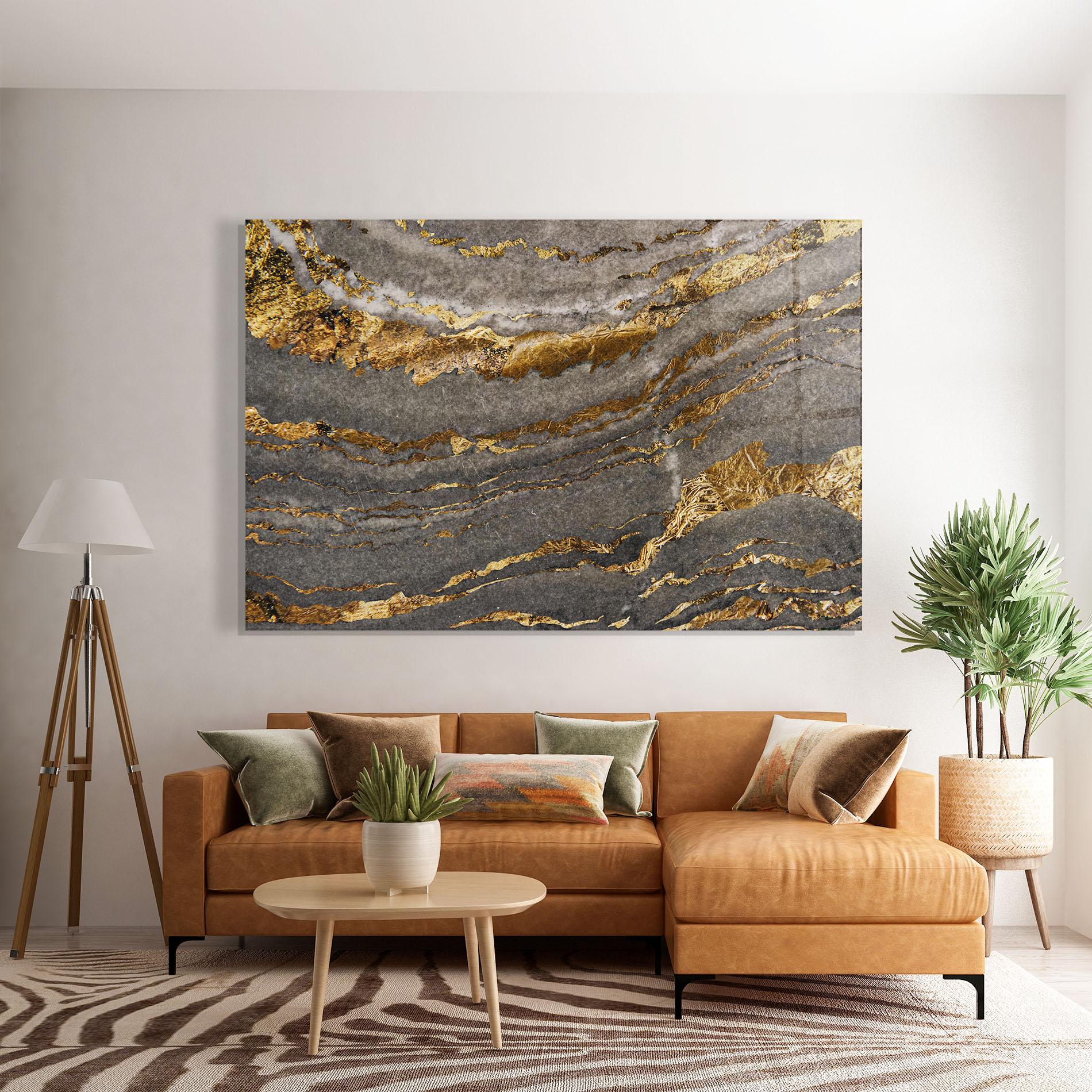 Tablou Sticla Dark Colden Grey mockup 7