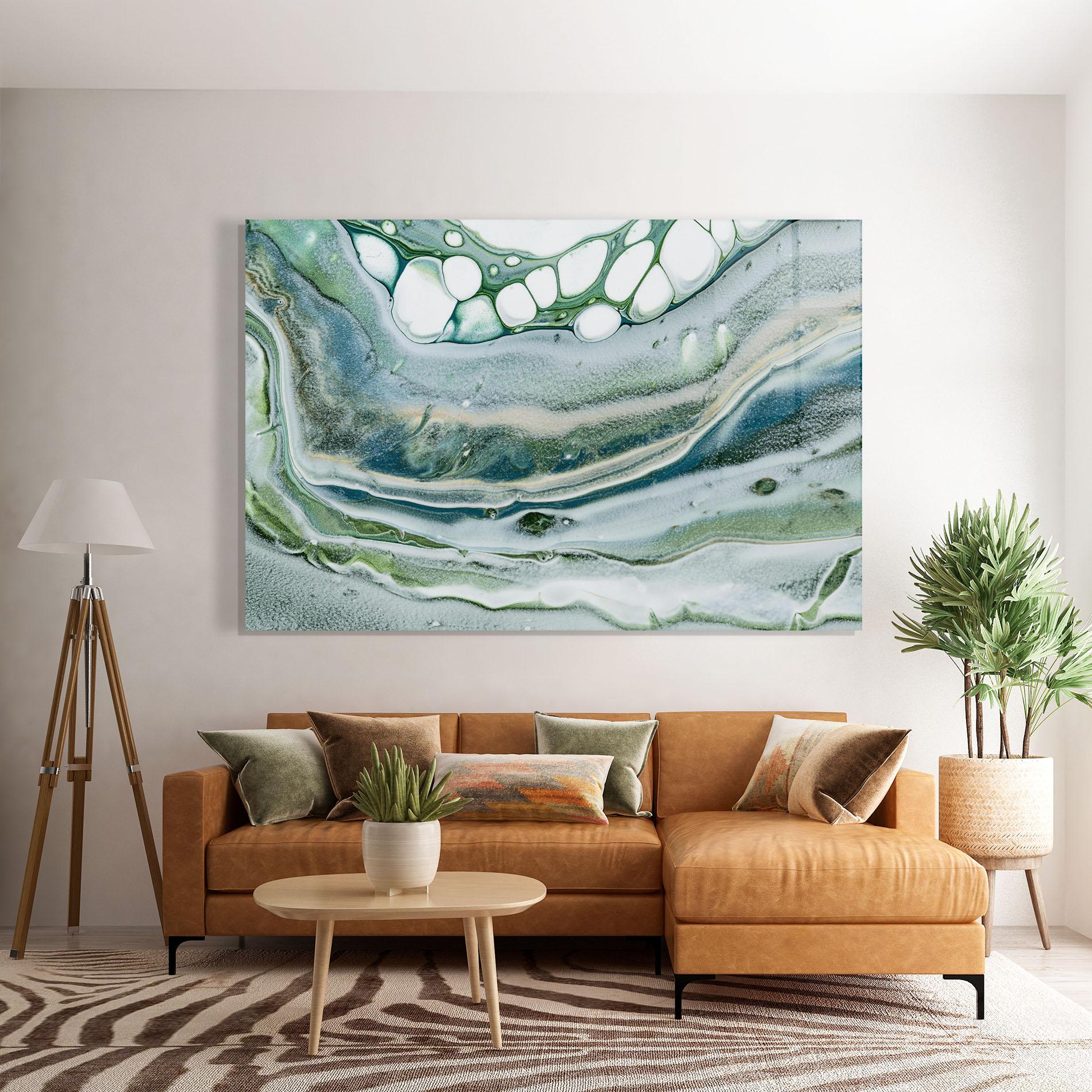 Tablou Sticla Dark Green Liquid mockup 7