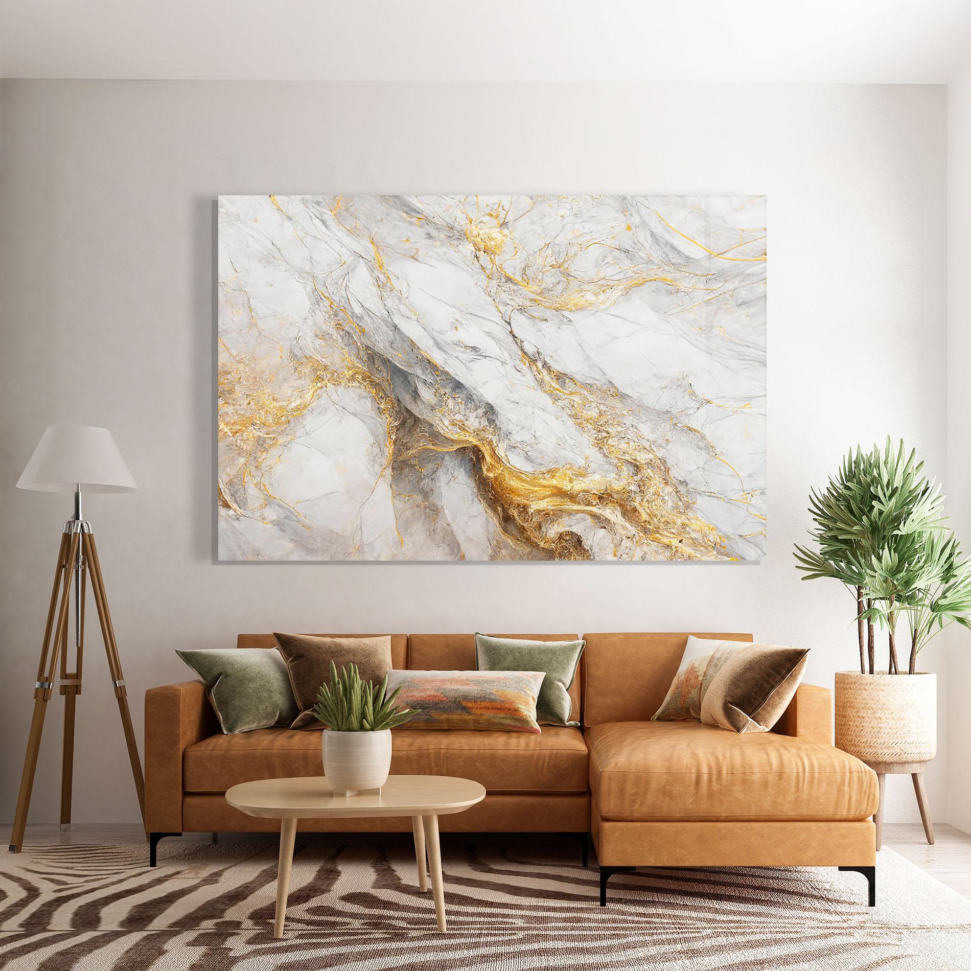 Tablou Sticla Gold Liquid Grey Marble mockup 7