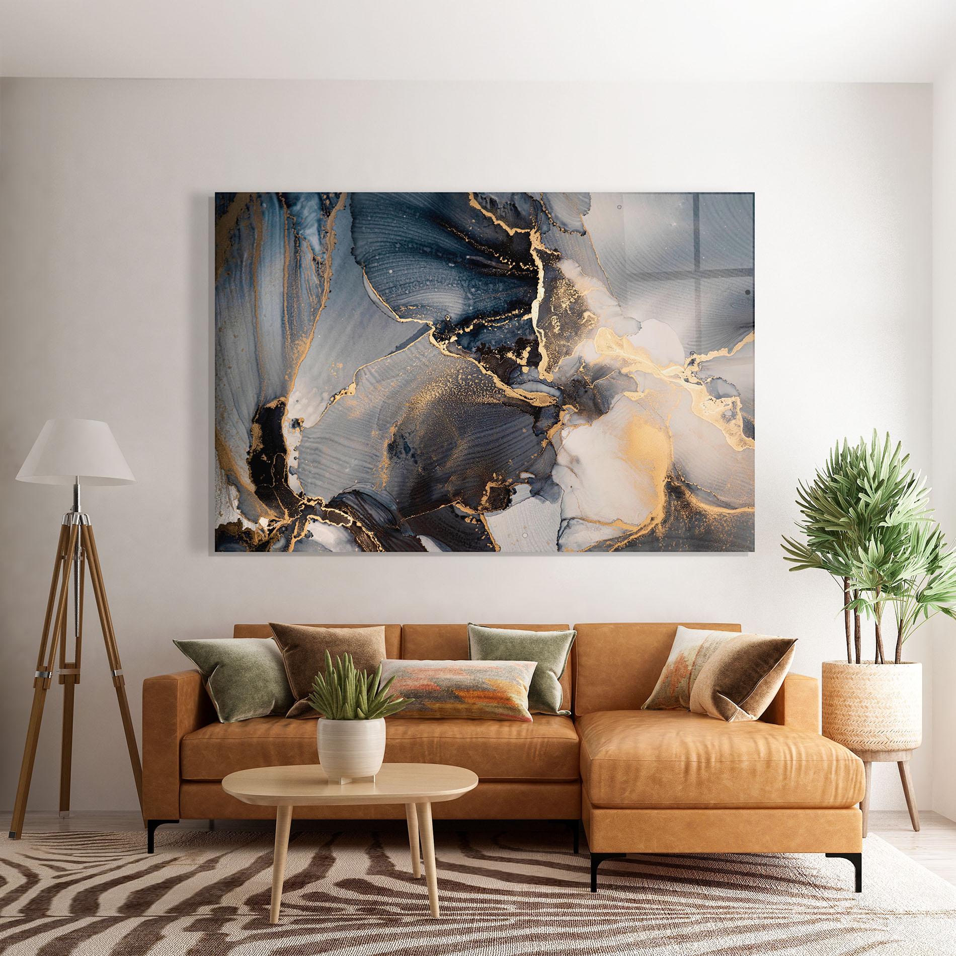 Tablou Sticla Golden Abstract Marble mockup 7