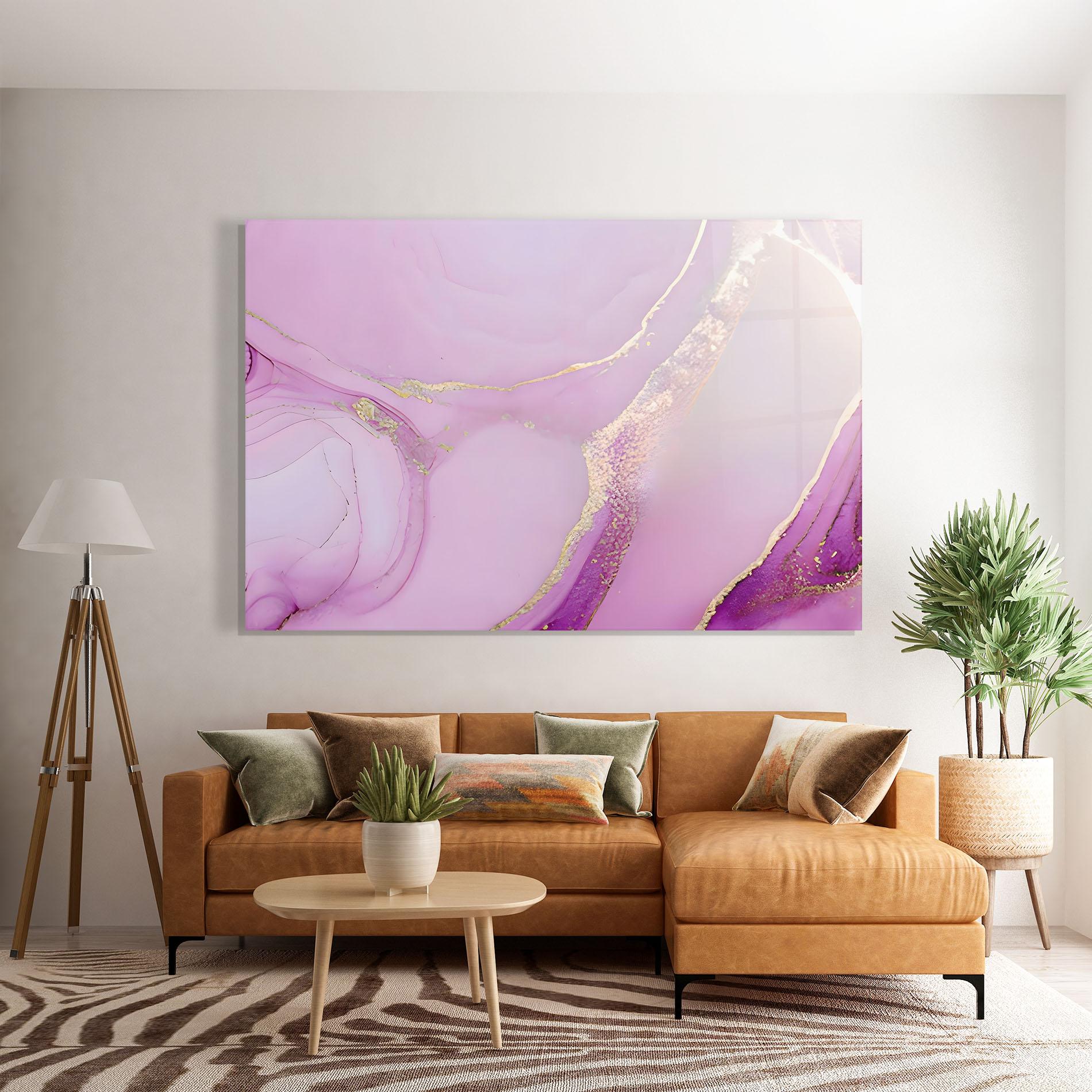 Tablou Sticla Golden Purple Marble mockup 7