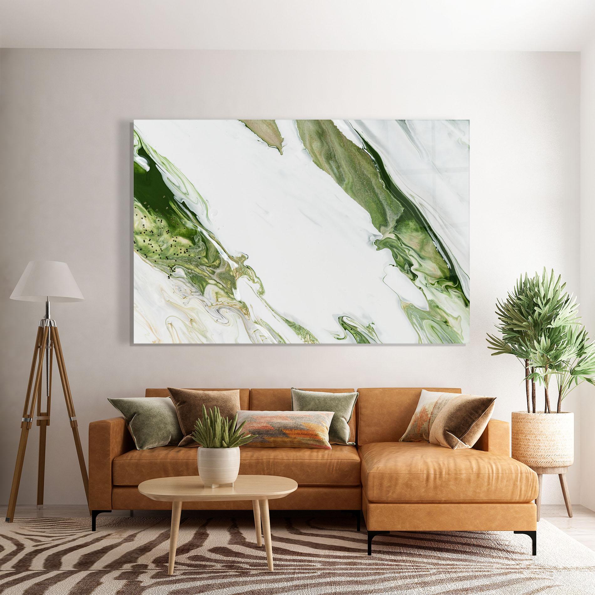 Tablou Sticla Green Liquid Marble mockup 7