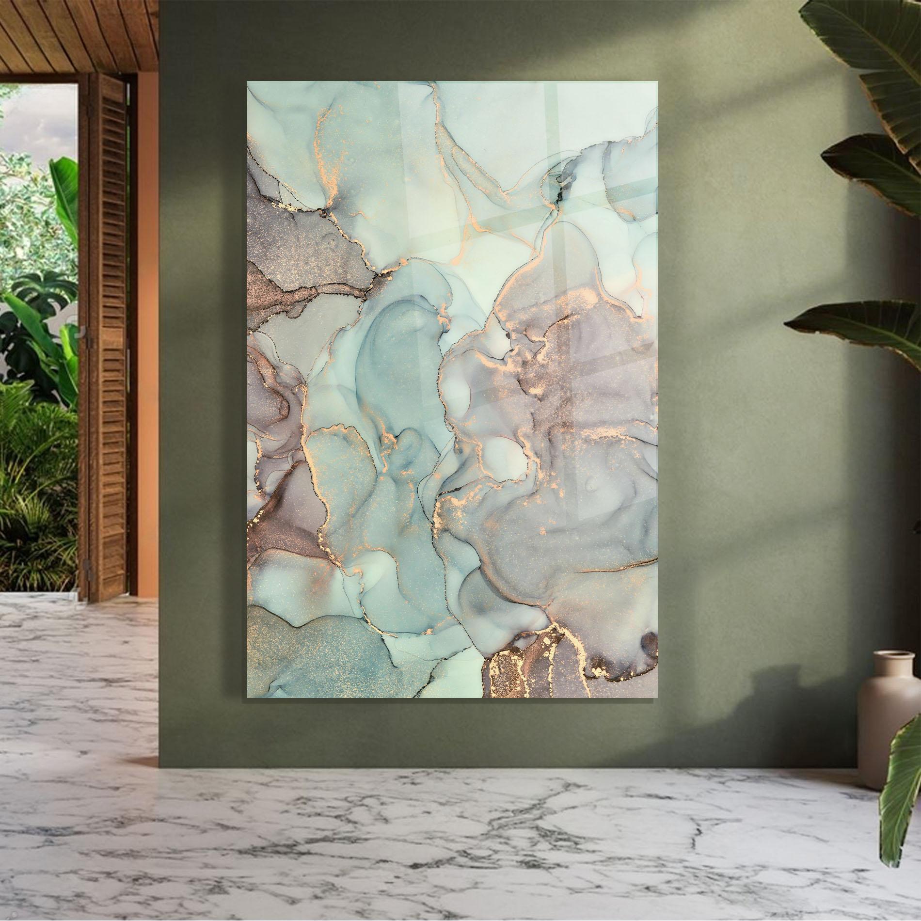 Tablou Sticla Abstract Turquoise Marble mockup 7