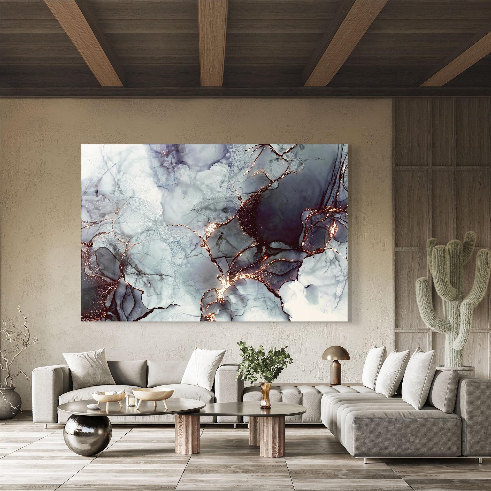 Tablou Sticla Abstract Gold Path mockup 8