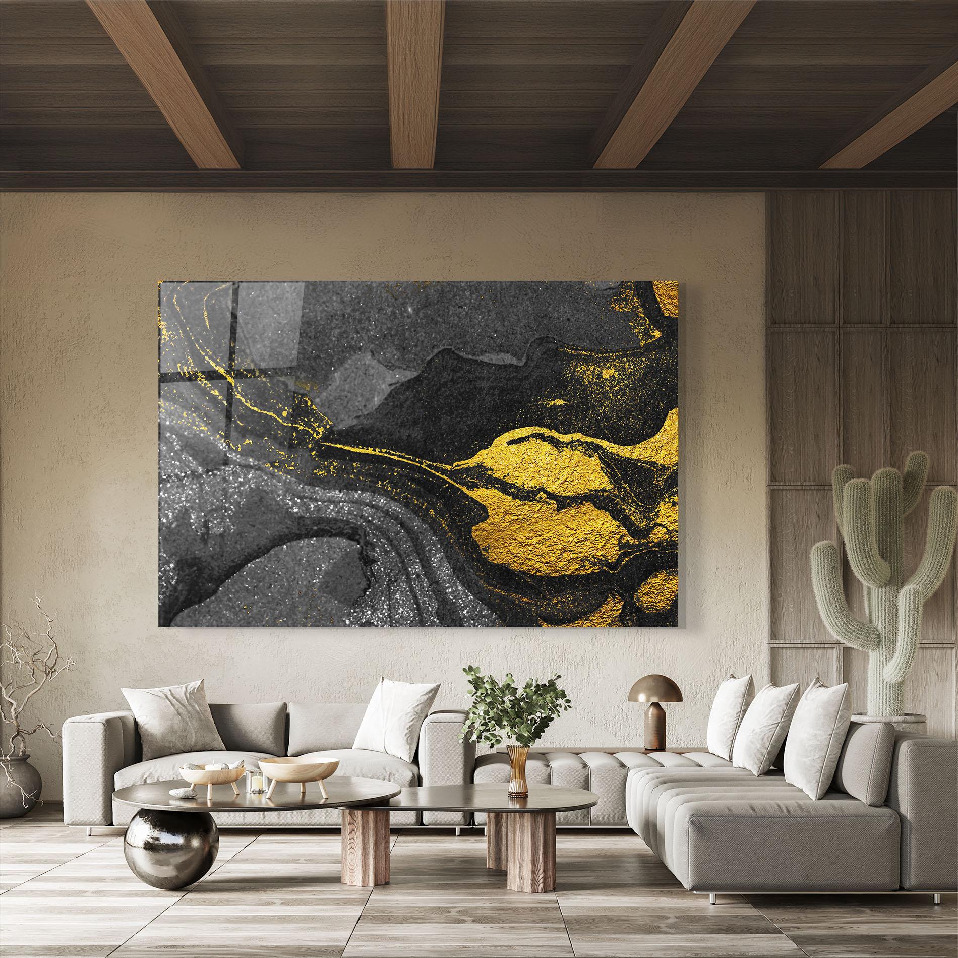 Tablou Sticla Black And Gold Texture mockup 8