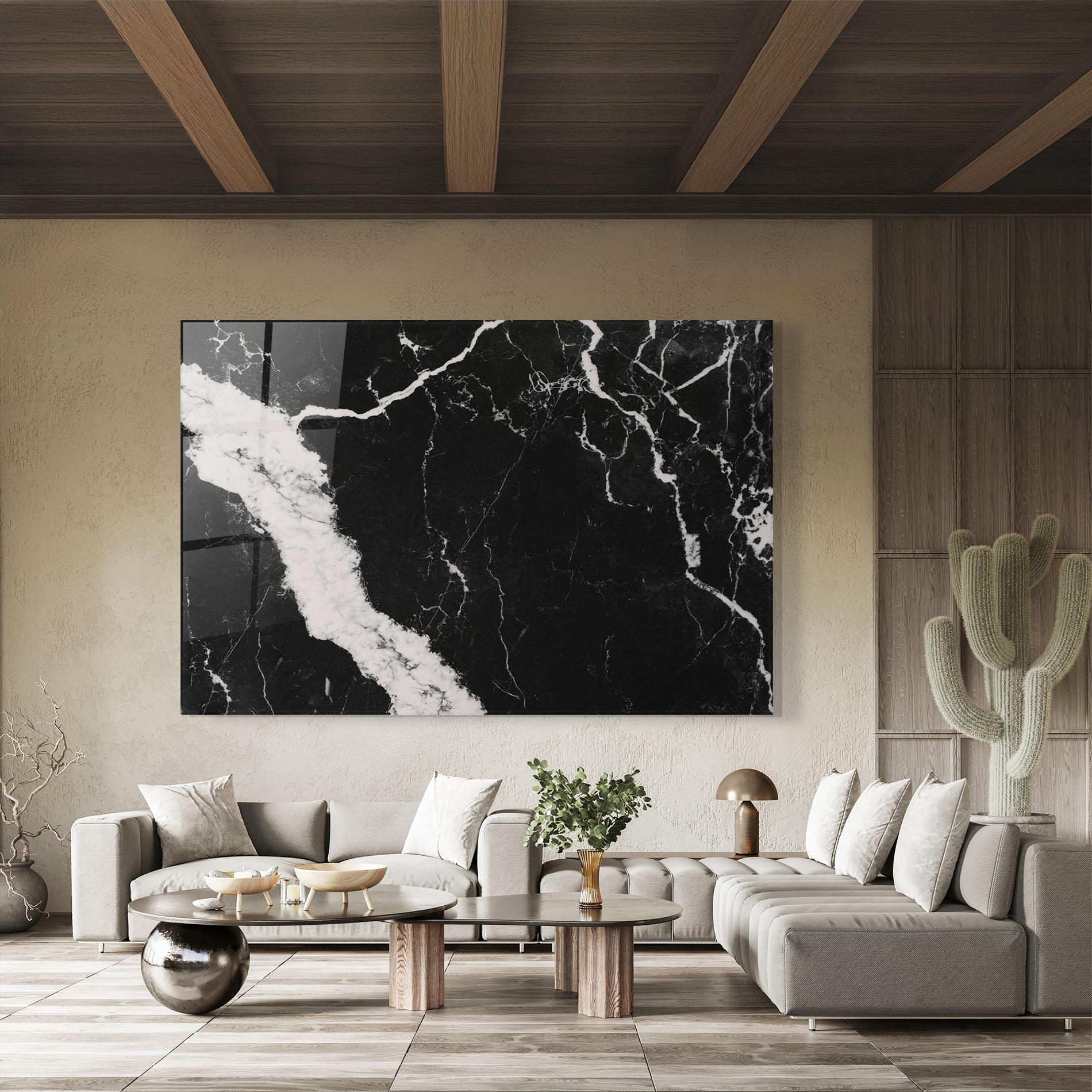 Tablou Sticla Black Marble Light Grey mockup 8