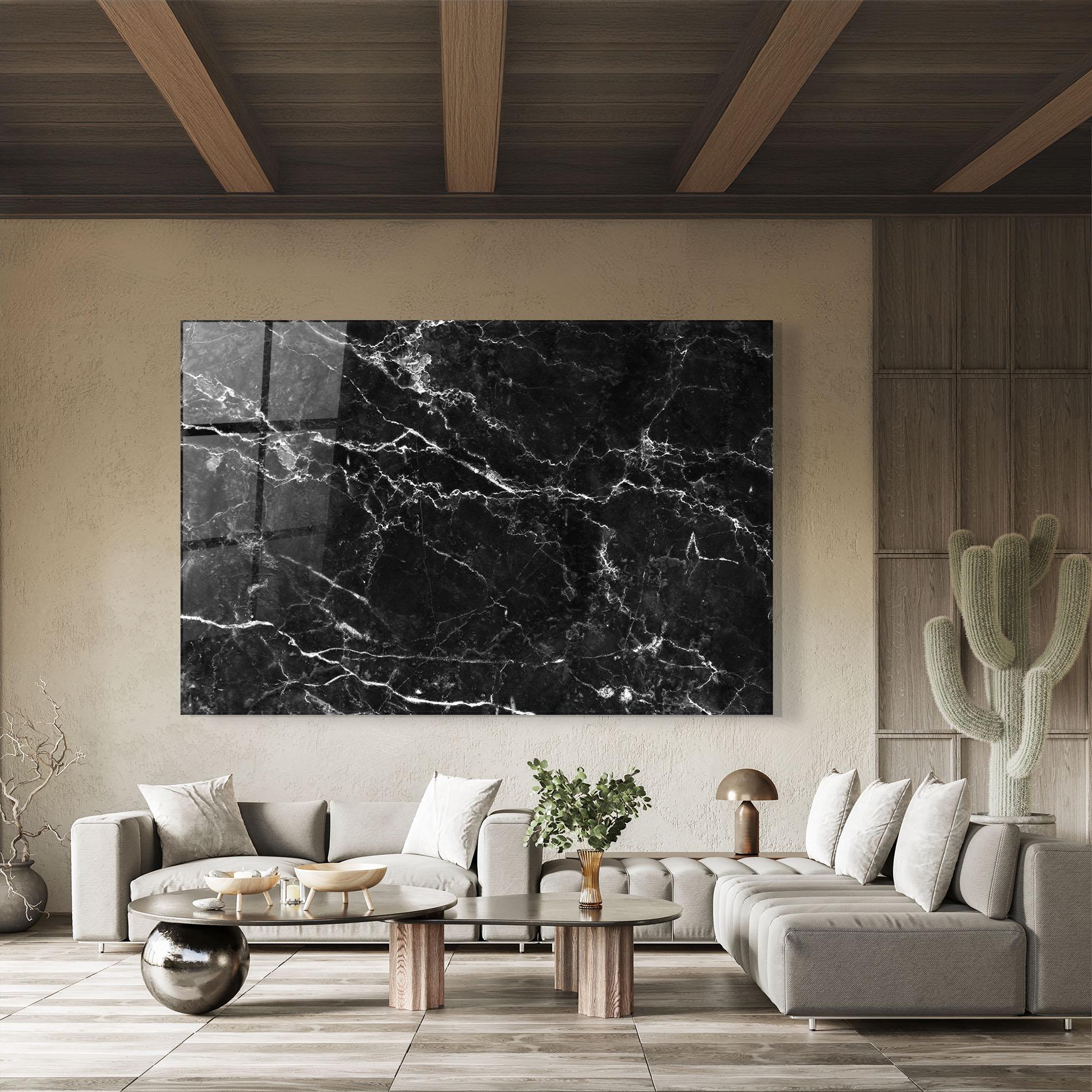 Tablou Sticla Black White Marble mockup 8