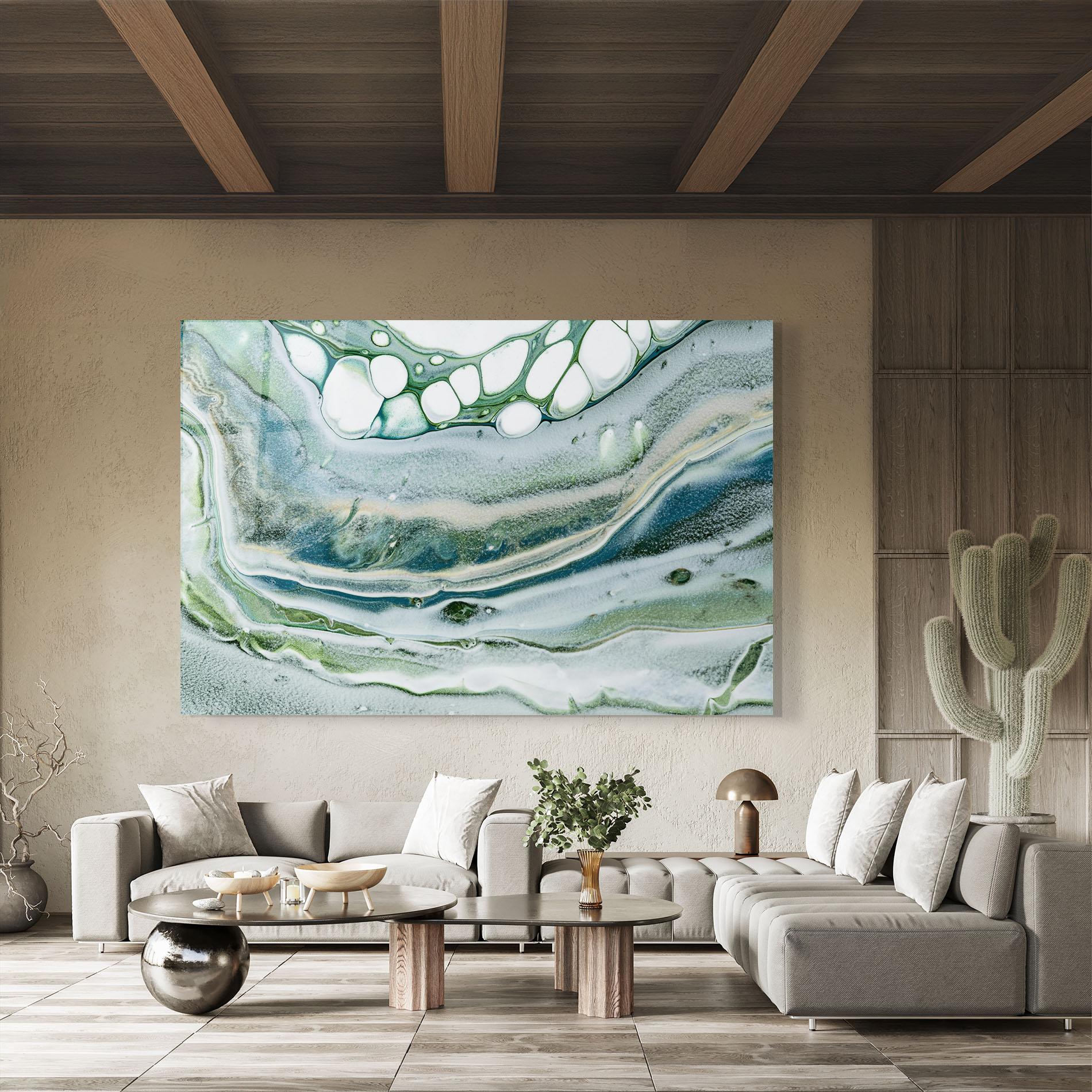 Tablou Sticla Dark Green Liquid mockup 8